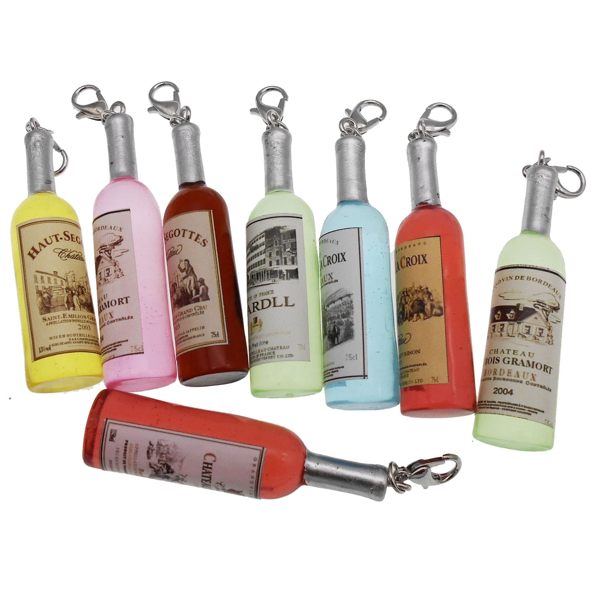 20 Pack Multi-colors Mini Resin Wine Bottles Charms with Lobster Clasps Earrings Dangles Necklaces Pendants Keychains Craft Findings DIY Jewelry Making Accessories