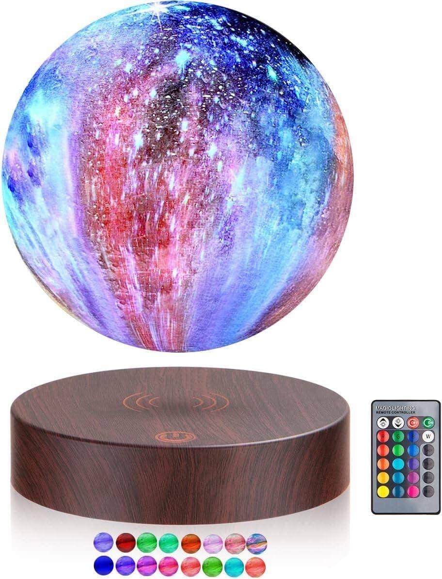 VGAzer Levitating Moon Lamp - Floating and Spinning Galaxy Lamp with 16 Colors LED Lights, Unique Gift for Kids & Lovers