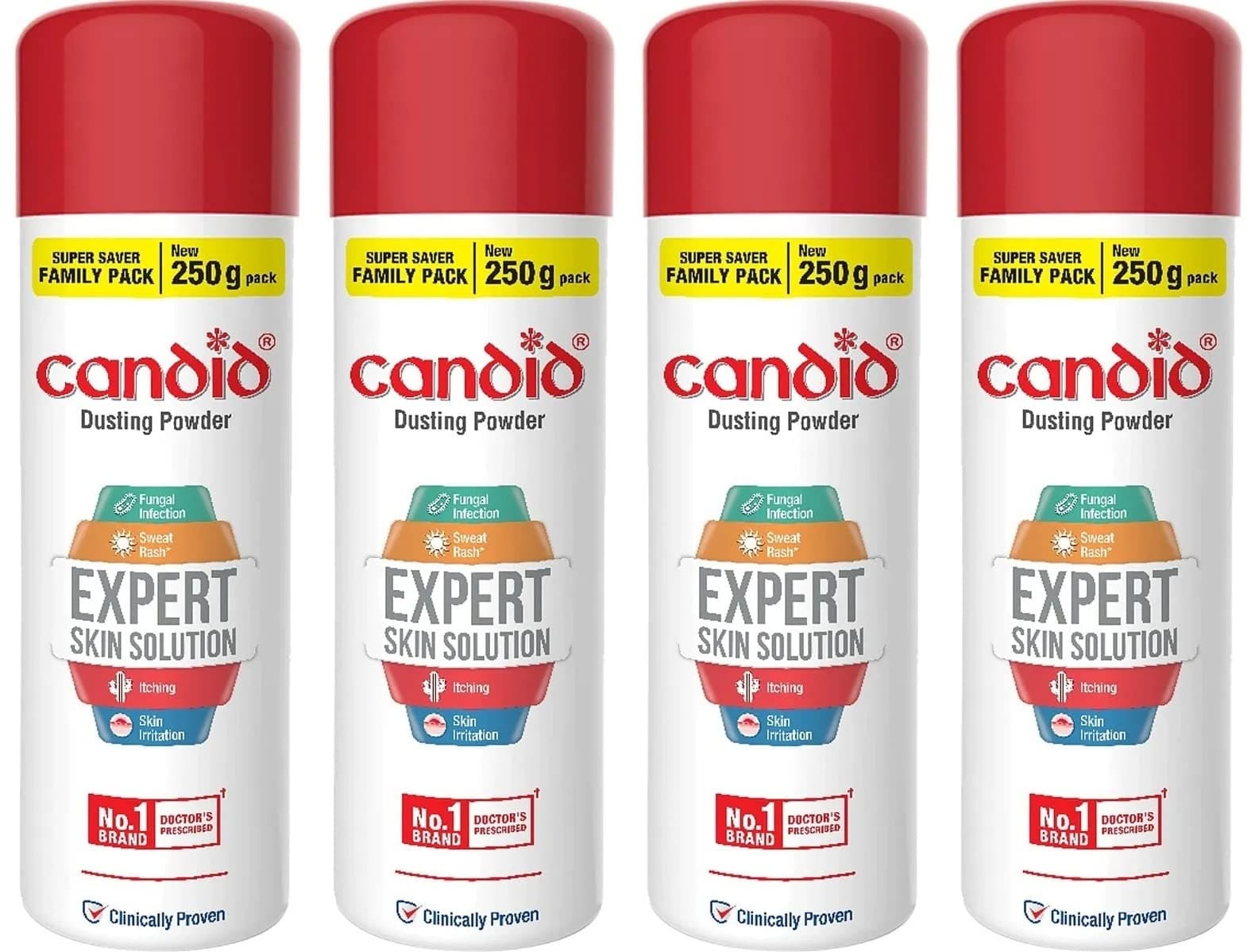 Candid Dusting Powder 250 gm each ,Pack of 4