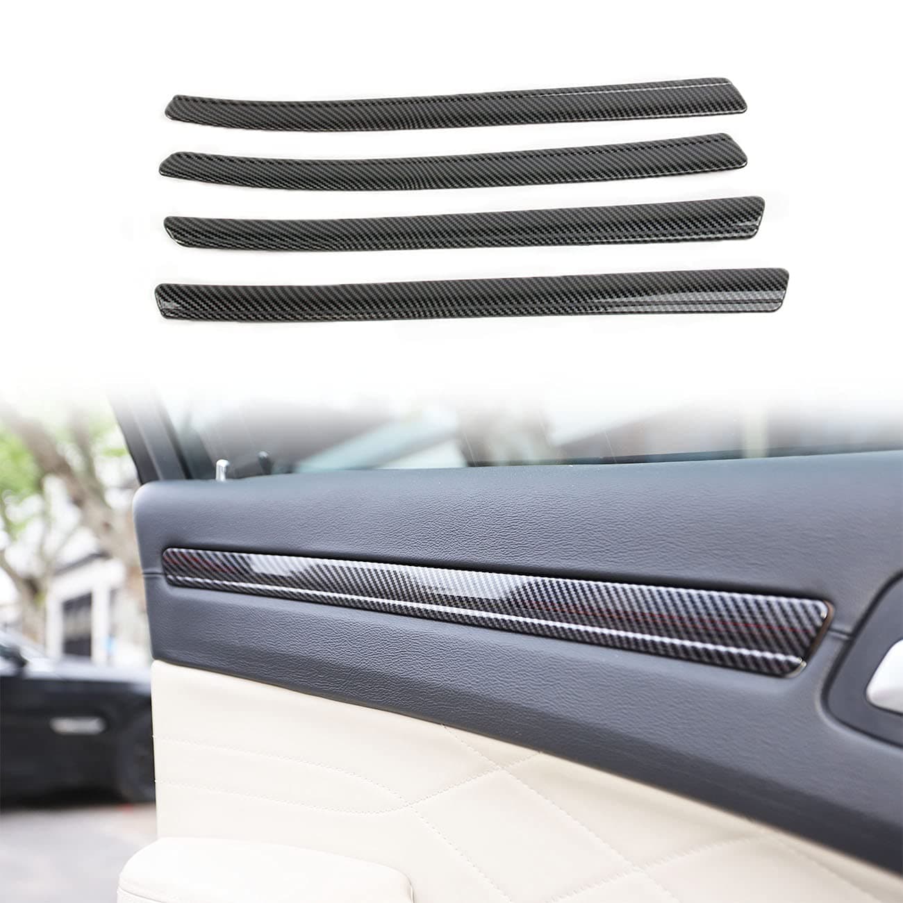 crosselec Carbon Fiber 4 Doors Panel Decor Trim Cover for 2015-2021 Chrysler 300