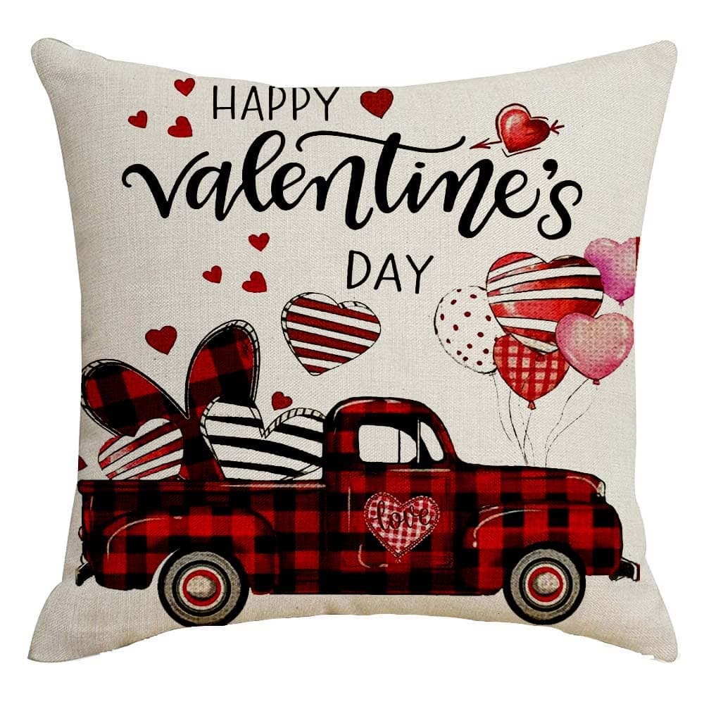 LYNZYM Valentines Day Square Cushion Covers,Throw Pillows Decorative Pillowcase, Cotton Linen Cushion Case for Home,Room,Chair,Wedding Decor, Car,Decoration, 18”x18”