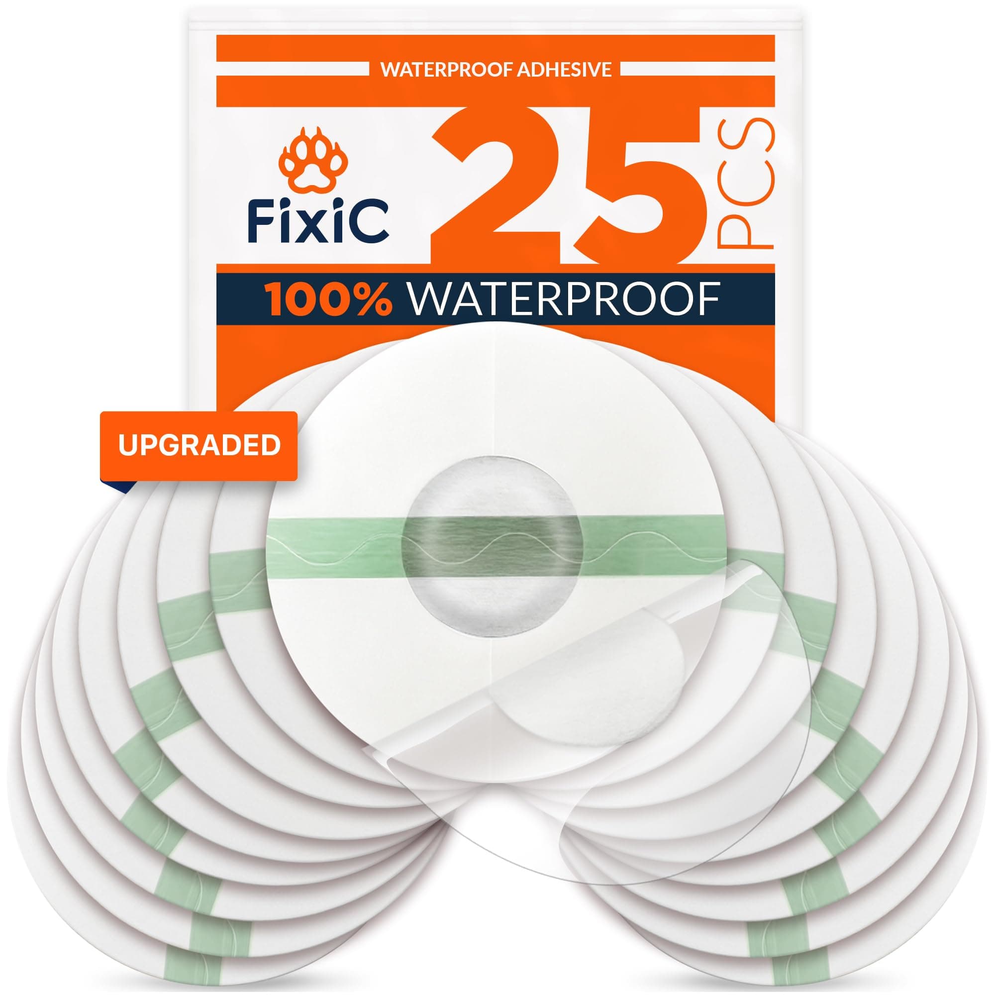 Libre 3 Sensor Covers - 25 Pack - Freestyle Adhesive Patches for Libre 3 & Plus Sensors - No Glue in The Center - Pre-Cut Back Paper - The Best Fixation for Your Sensor! (Upgraded, Transparent)