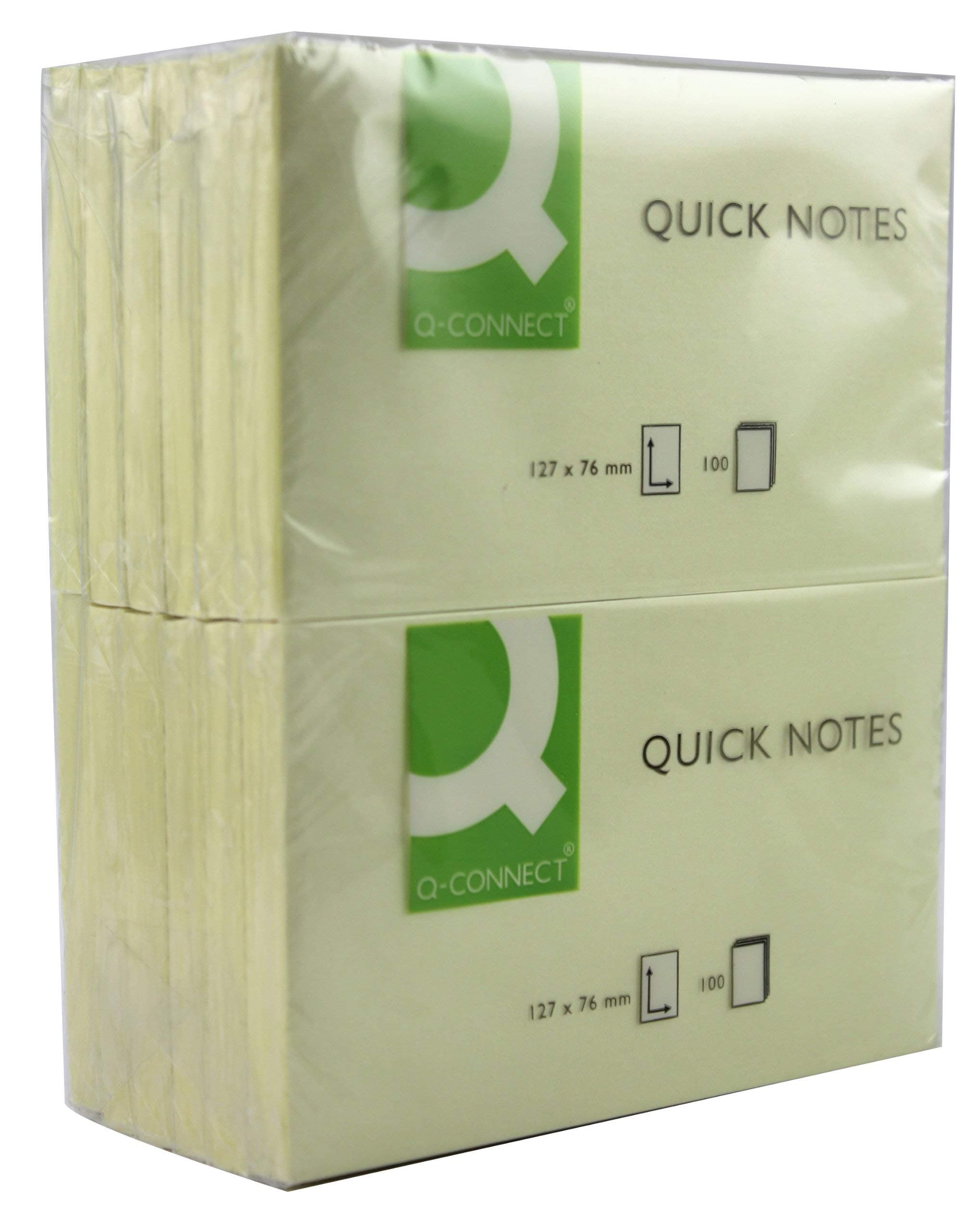 Q-Connect 76 x127mm Quick Note Repositionable Pad - Yellow,12