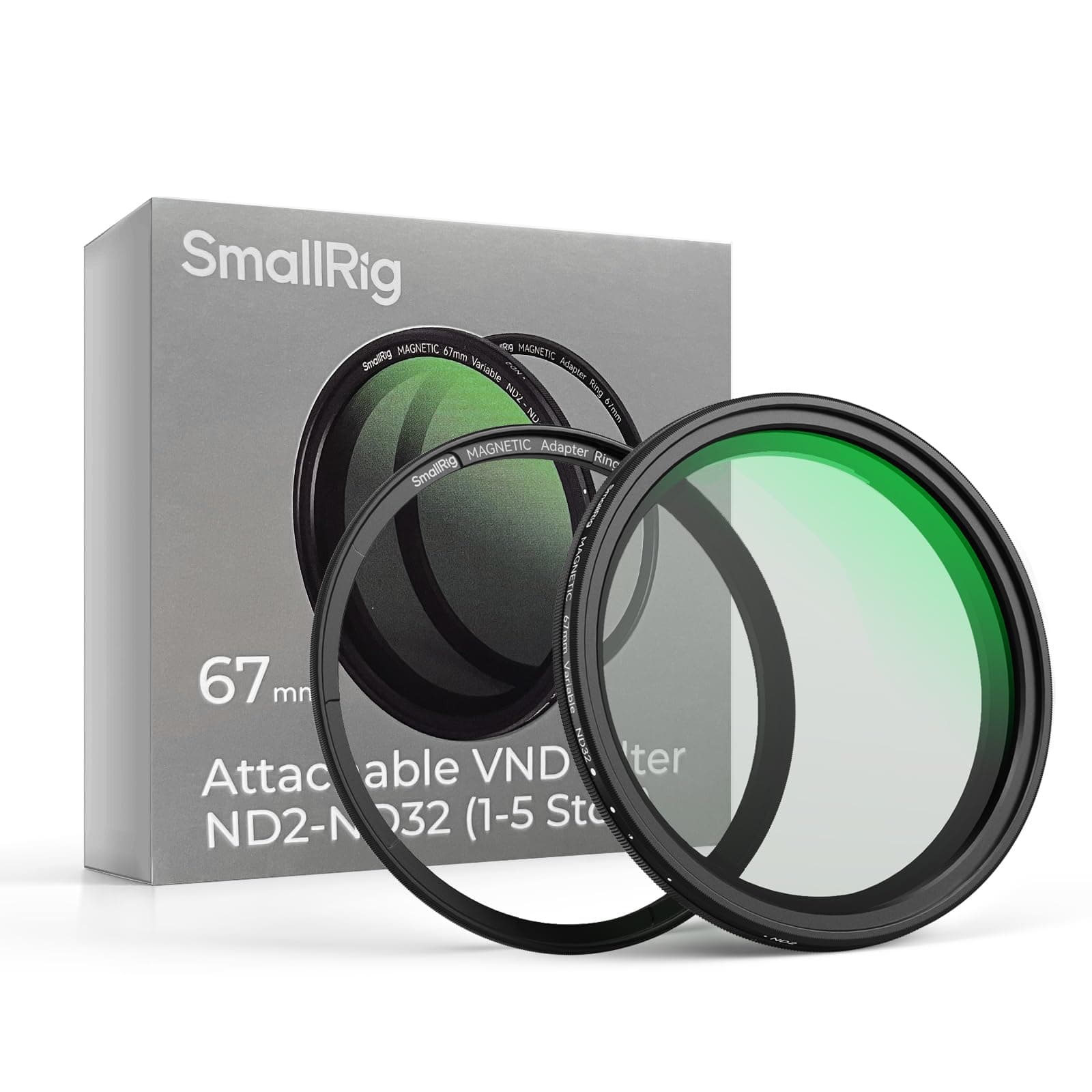 SmallRig 67mm Magnetic Variable ND Filter ND2-ND32 (1-5 Stops) + 67mm Threaded Filter Ring, No X Cross HD Optical Glass Waterproof Scratch Resistant Magnetic Adjustable Neutral Density Filter - 4581