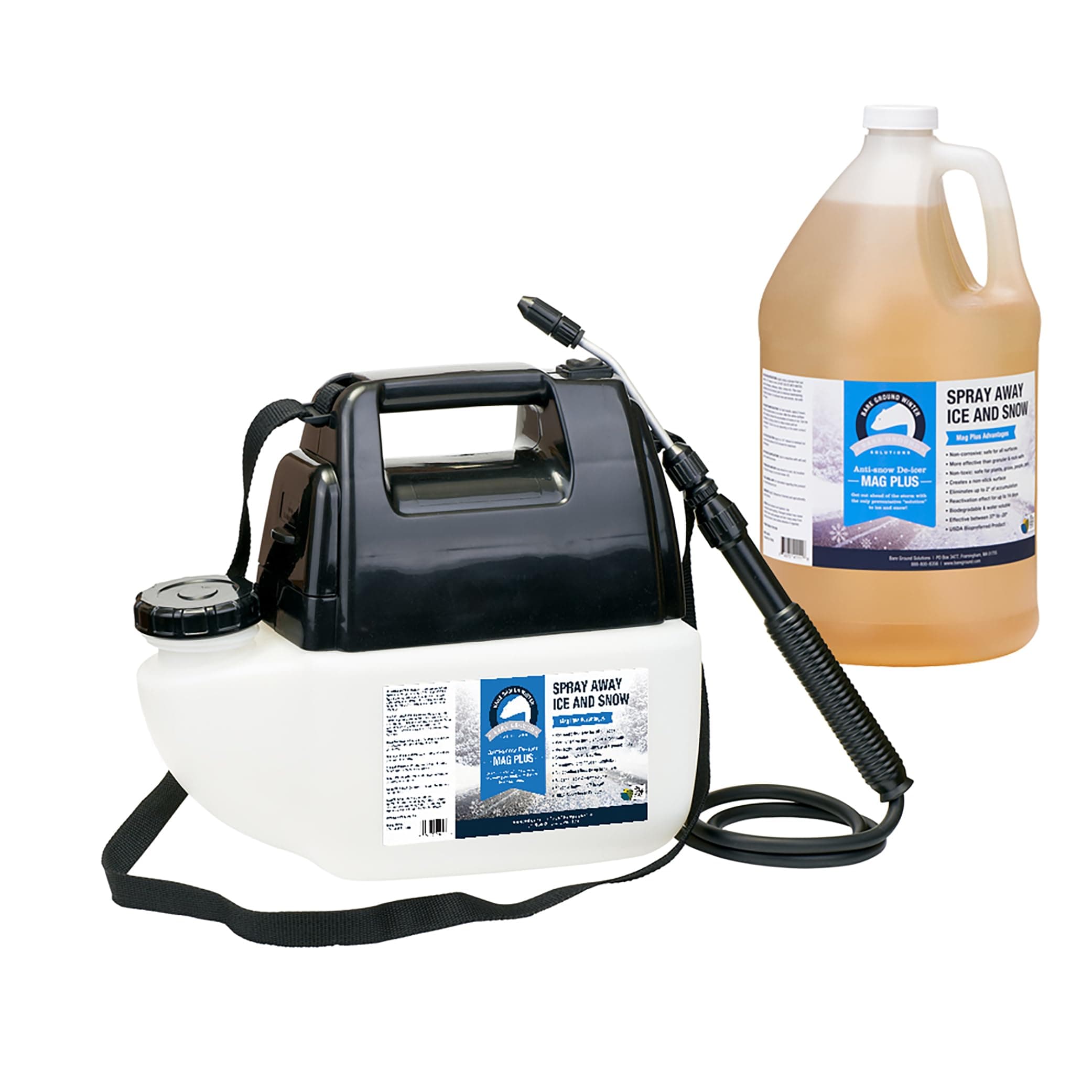 Bare Ground BGPS-1 All Natural Anti-Snow Liquid De-Icer with Battery Powered Sprayer, 128 oz (1 Gallon)