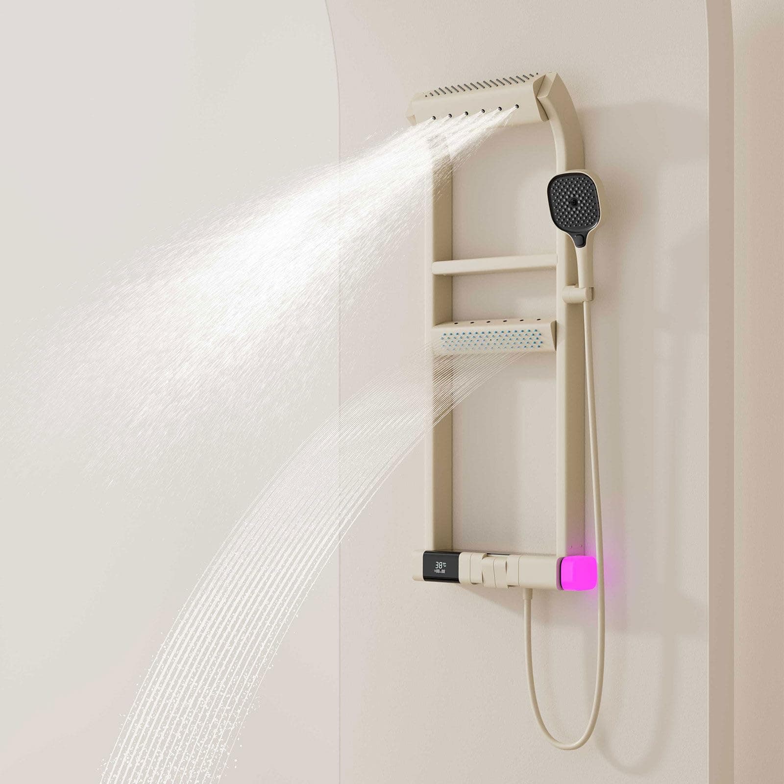 BEITH Thermostatic Shower System, 2025 Upgraded 6 Functions Piano Key Design Shower Set, 40x10cm Shower Faucet Sets Complete and Handheld, LED Digital Display, Bathtub Faucet, 59A Copper