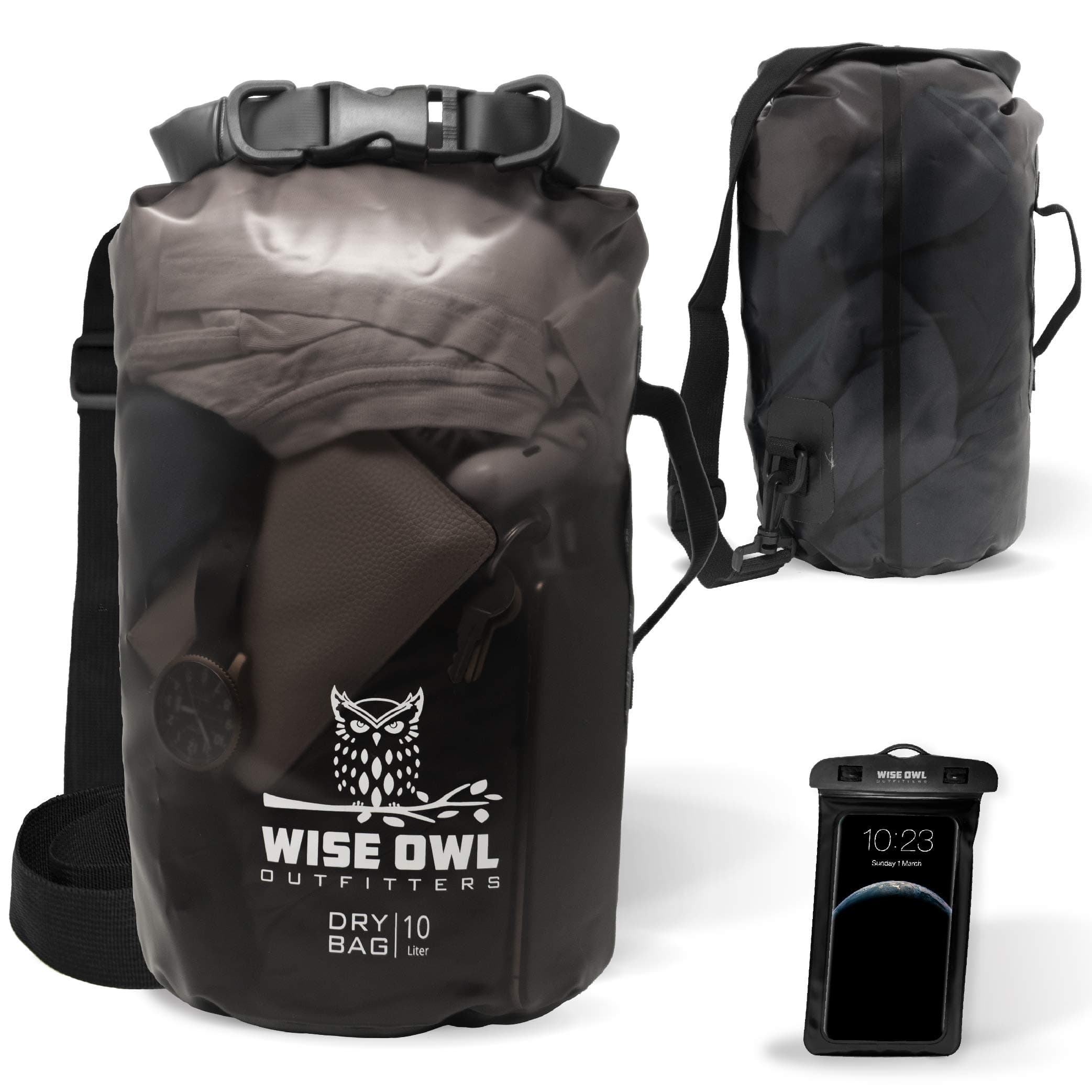 Wise Owl Outfitters Waterproof Dry Bag Backpack - Thick, Durable Water Bag for Kayaking, Camping, Beach and Outdoor Sports