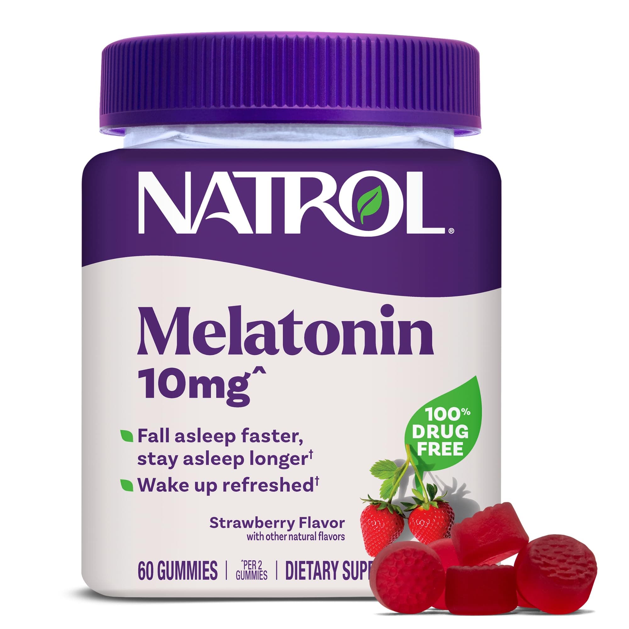 10mg Melatonin Gummies, Sleep Support for Adults, Melatonin Supplements for Sleeping, 60 Strawberry-Flavored Gummies, 30 Day Supply