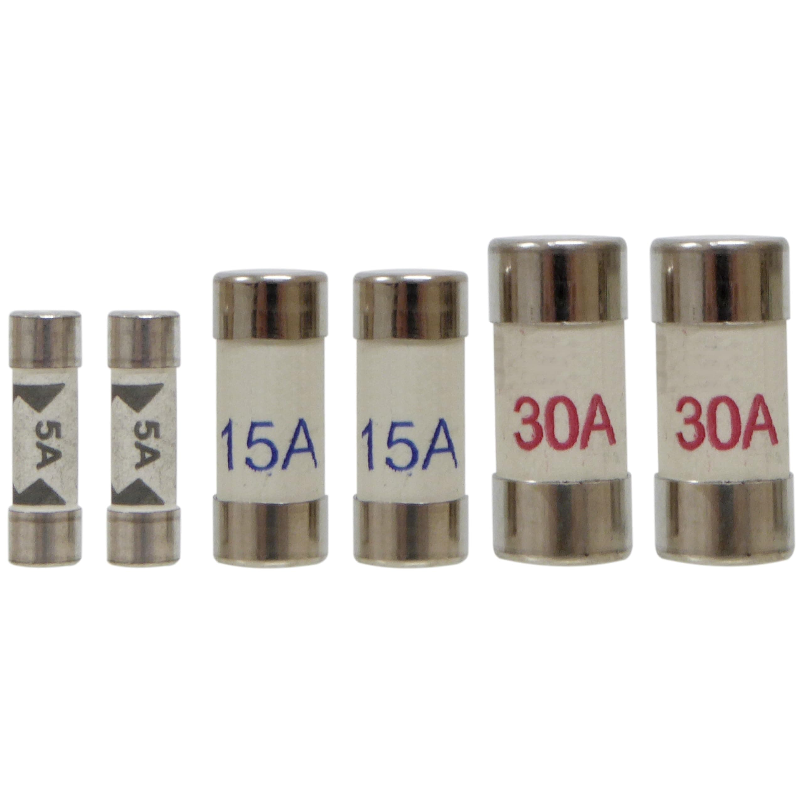 Consumer Unit Fuses UK Mixed 6 Pack - 2 x 5 Amp 15 Amp and 30 Amp - BS1361 5A 15A 30A - For Fuses Carriers