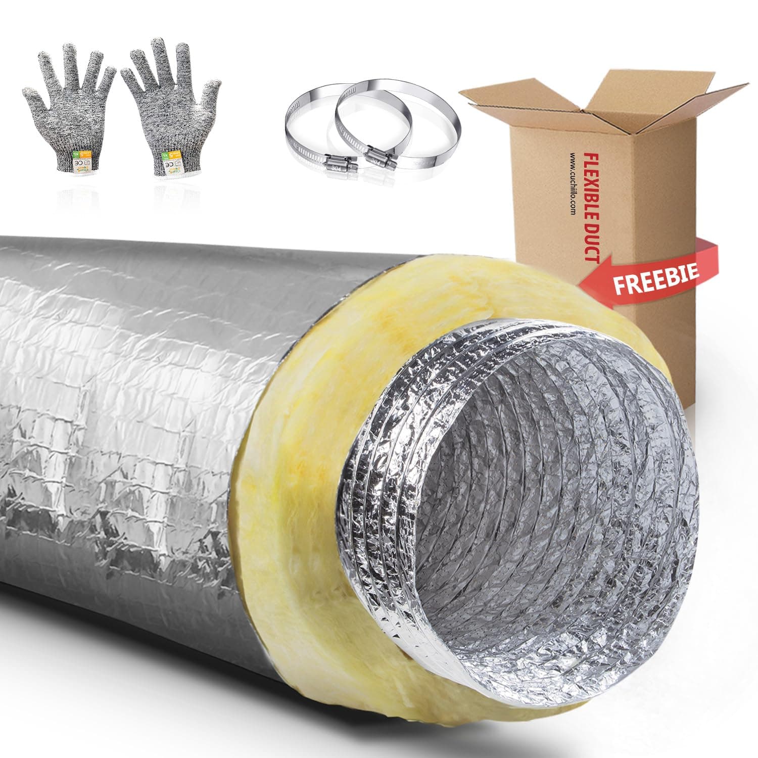 CUCHIILO Insulated Duct 10Inch 25Feet