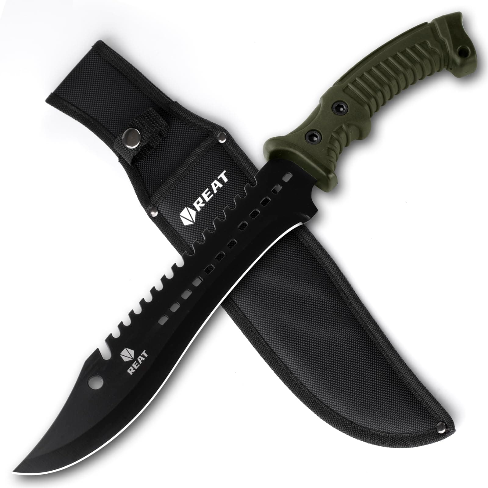 REAT Machete Knife with Shaeth,15" Lightweight Garden Tools Knife,Ergonomic No-Slip Handle, Machetes for Bushcraft, Outdoor Hunting, Garden Cutting Trees and Yard Work