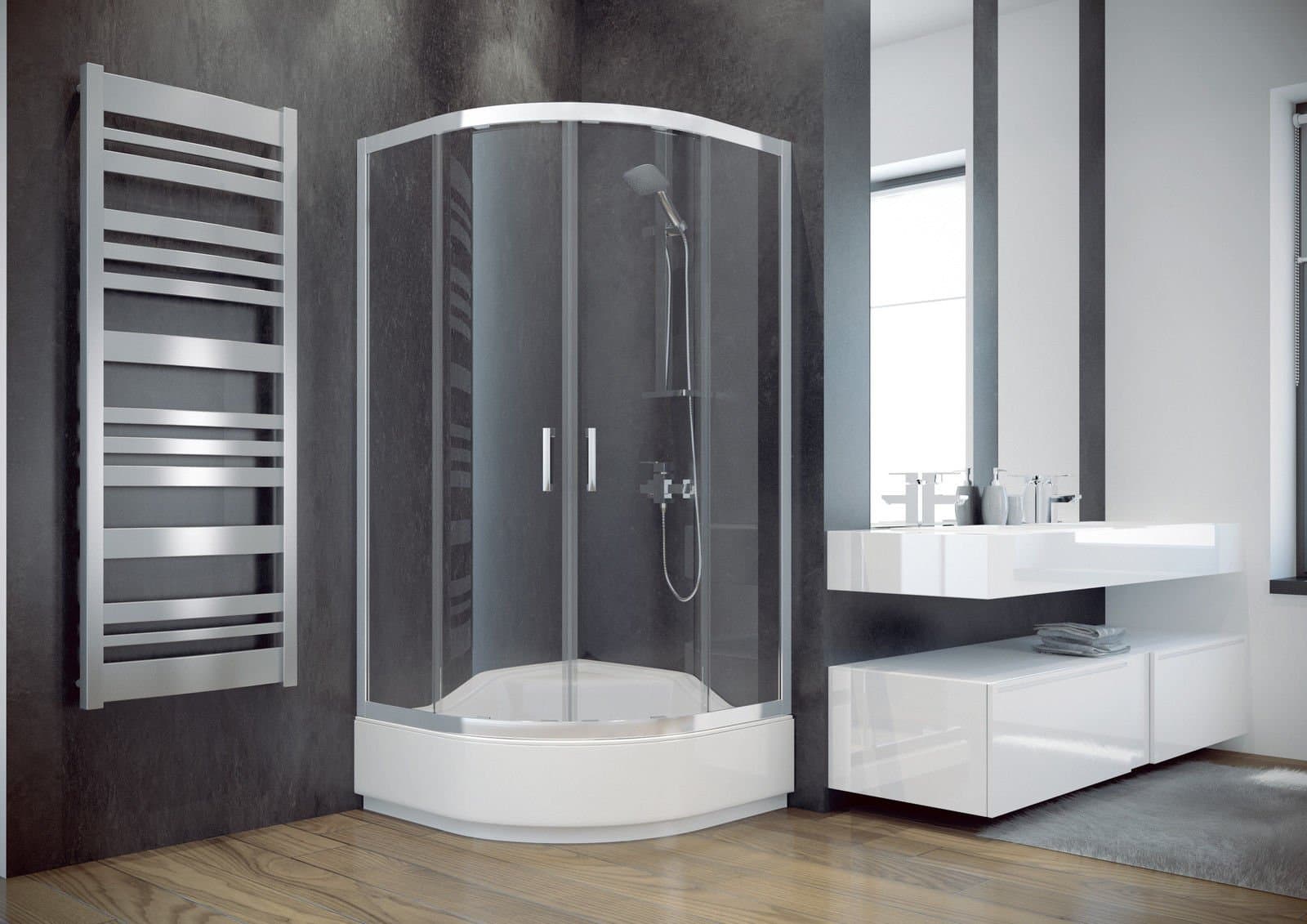 DEEP SHOWER TRAY RAISED SEAT CABIN ENCLOSURE FULL SET 800mm x 800mm QUADRANT, SMALL BATH