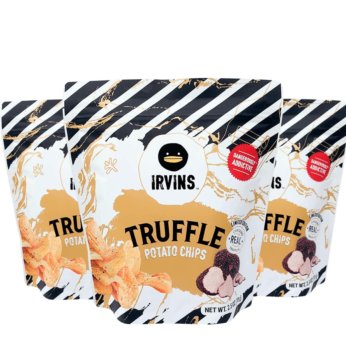 IRVINS Truffle Potato Chips Crisps | Premium Hand Cooked | Whole Ingredients | 2.5 oz (Pack of 3)