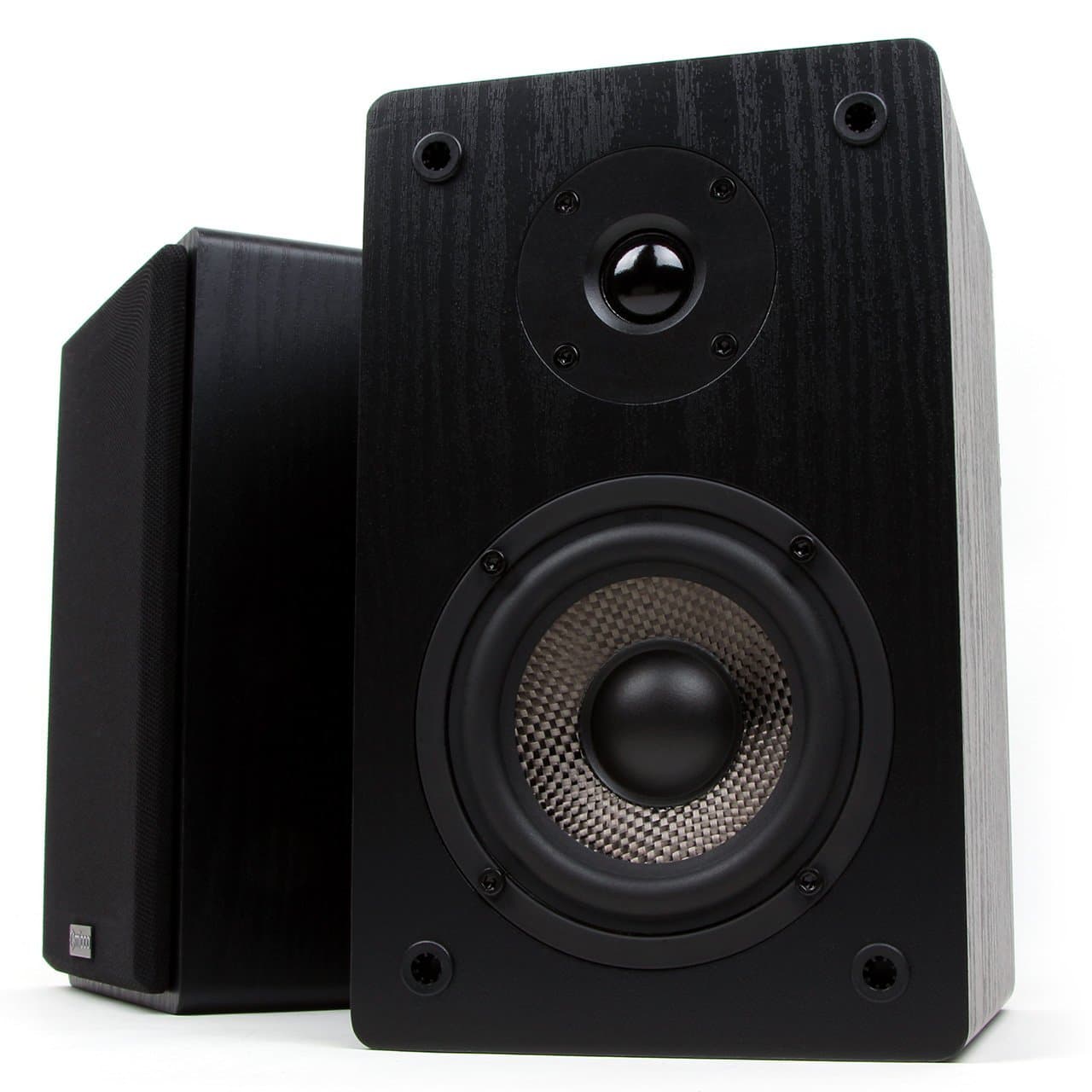 Micca MB42 Bookshelf Speakers, Passive, Needs Amplifier or Receiver, Not for Use Directly with Turntable, 4-Inch Carbon Fiber Woofer and Silk Dome Tweeter (Black, Pair) (Renewed)