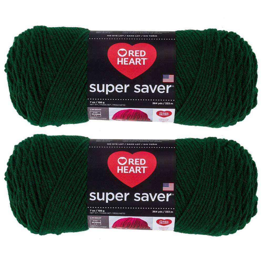 Bulk Buy: Red Heart Super Saver (2-pack) (Hunter Green, 7 oz each skein)