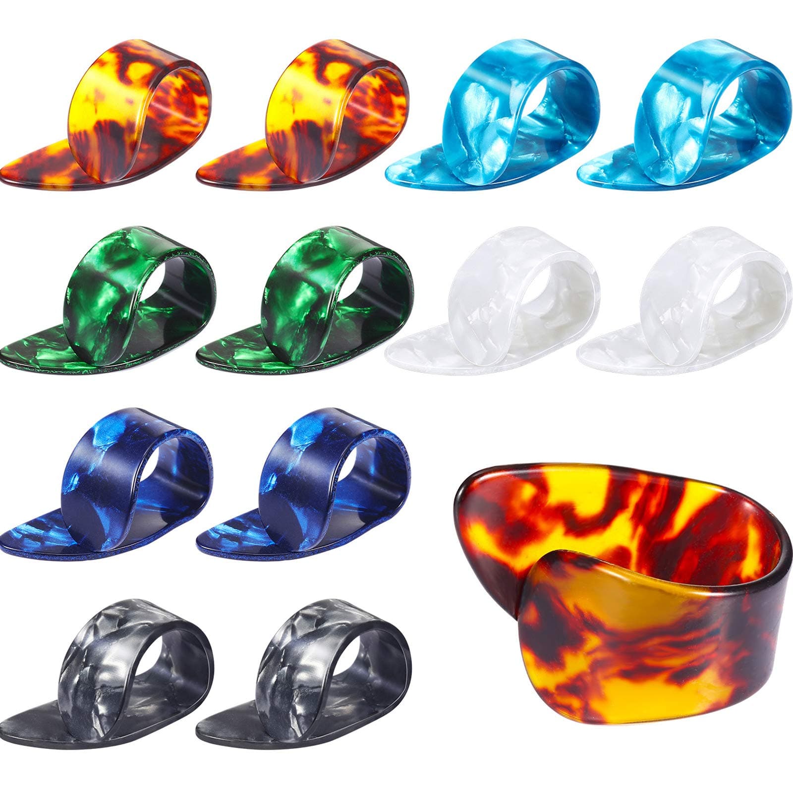 Thumb Picks Finger Picks, Medium, Flat Thumbpicks, Celluloid Guitar Thumb Finger Picks (12 Pieces, Thumb Picks)