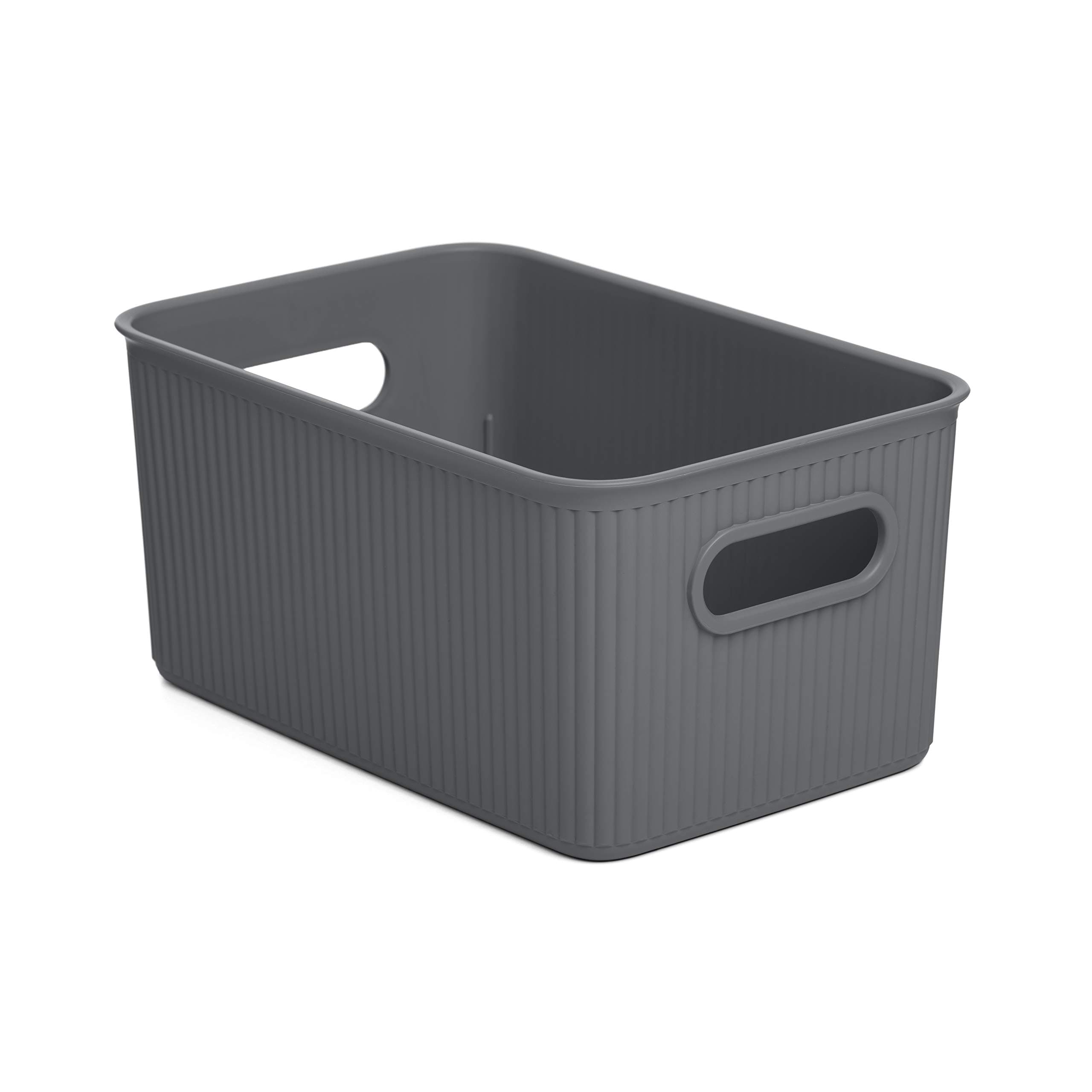 TATAY Set 4 Storage Boxes Baobab 5L Capacity, Polypropylene BPA free, Anthracite Grey. Measures 25cm x 16cm x 13cm