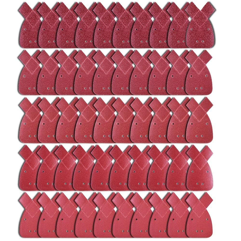 AUSTOR 50 Pieces Mouse Detail Sandpaper with Extra 2 Tips Hook and Loop Assorted 40/60/ 80/120/ 240 Grits to Fit Black and Decker Detail Palm Sander