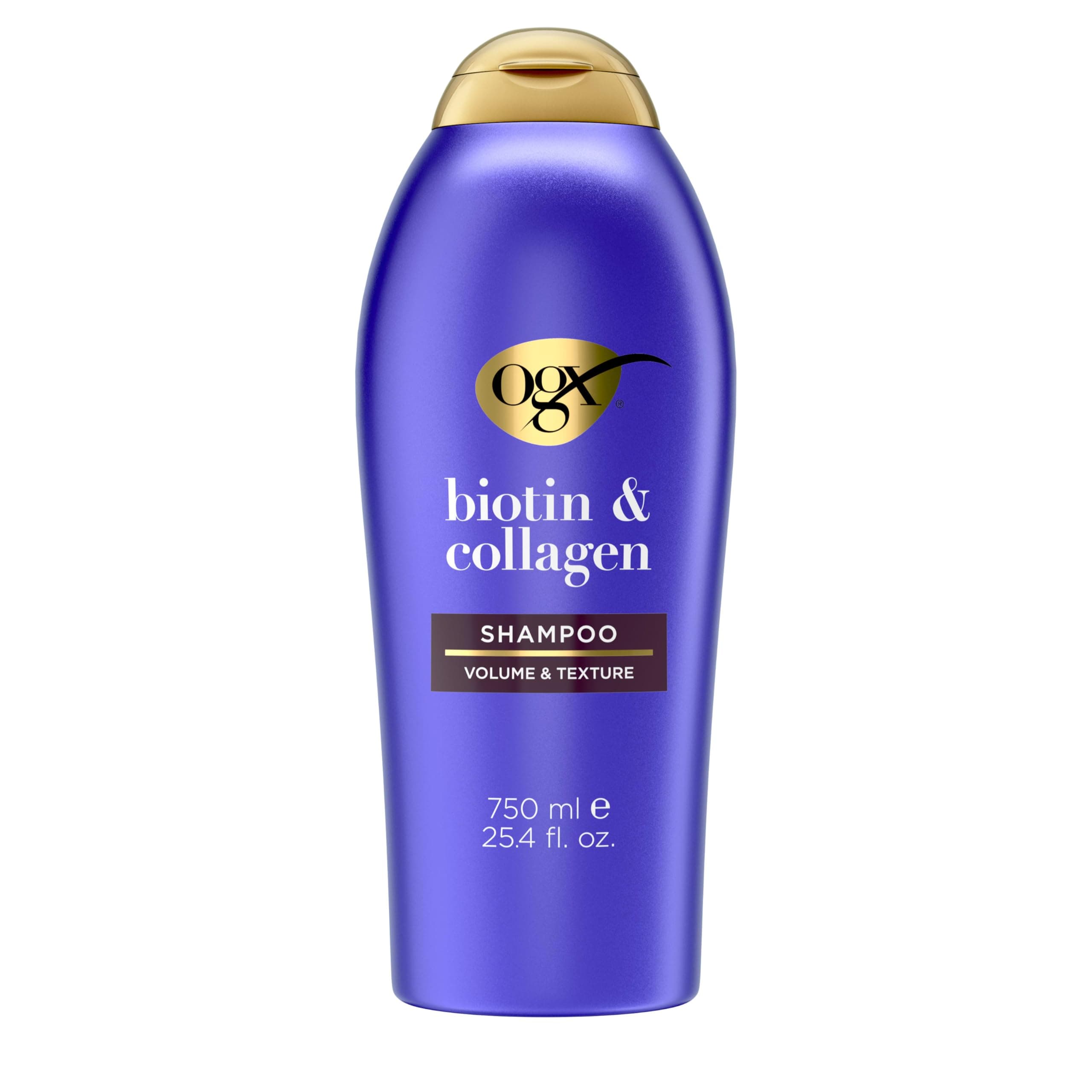 OGX Thick & Full + Biotin & Collagen Volumizing Shampoo, Nutrient-Infused Hair Shampoo with Vitamin B7 Biotin Gives Hair Volume & Body for 72+ Hours, Sulfate-Free Surfactants, 25.4 fl. oz