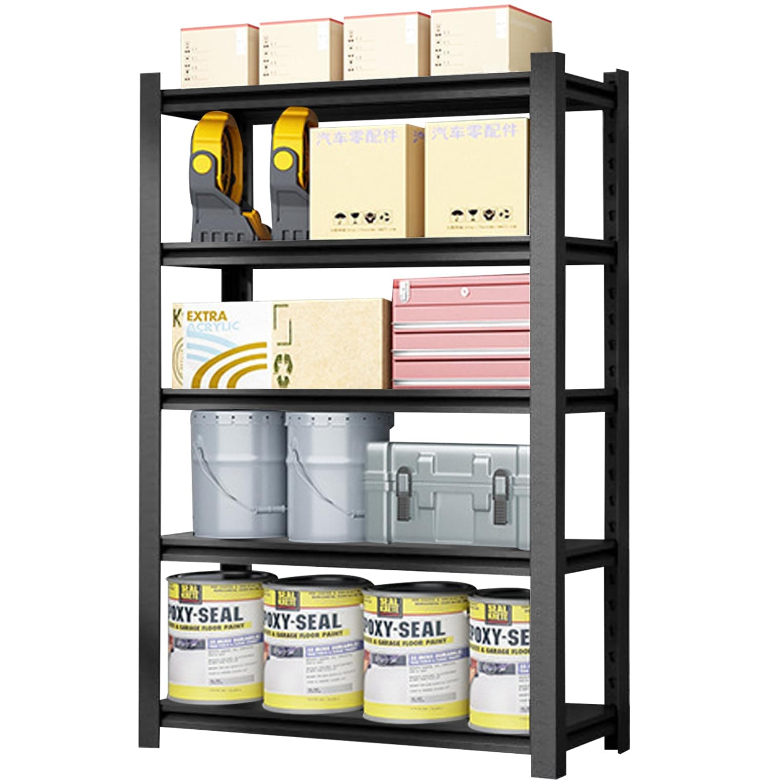 DAYONG 5-Tier Adjustable Metal Storage Shelving Units, Sturdy and Durable Storage Shelves for Garages, Warehouses, Kitchens, and Industrial Spaces (Black, 5 -Tier 90 * 40 * 183cm)