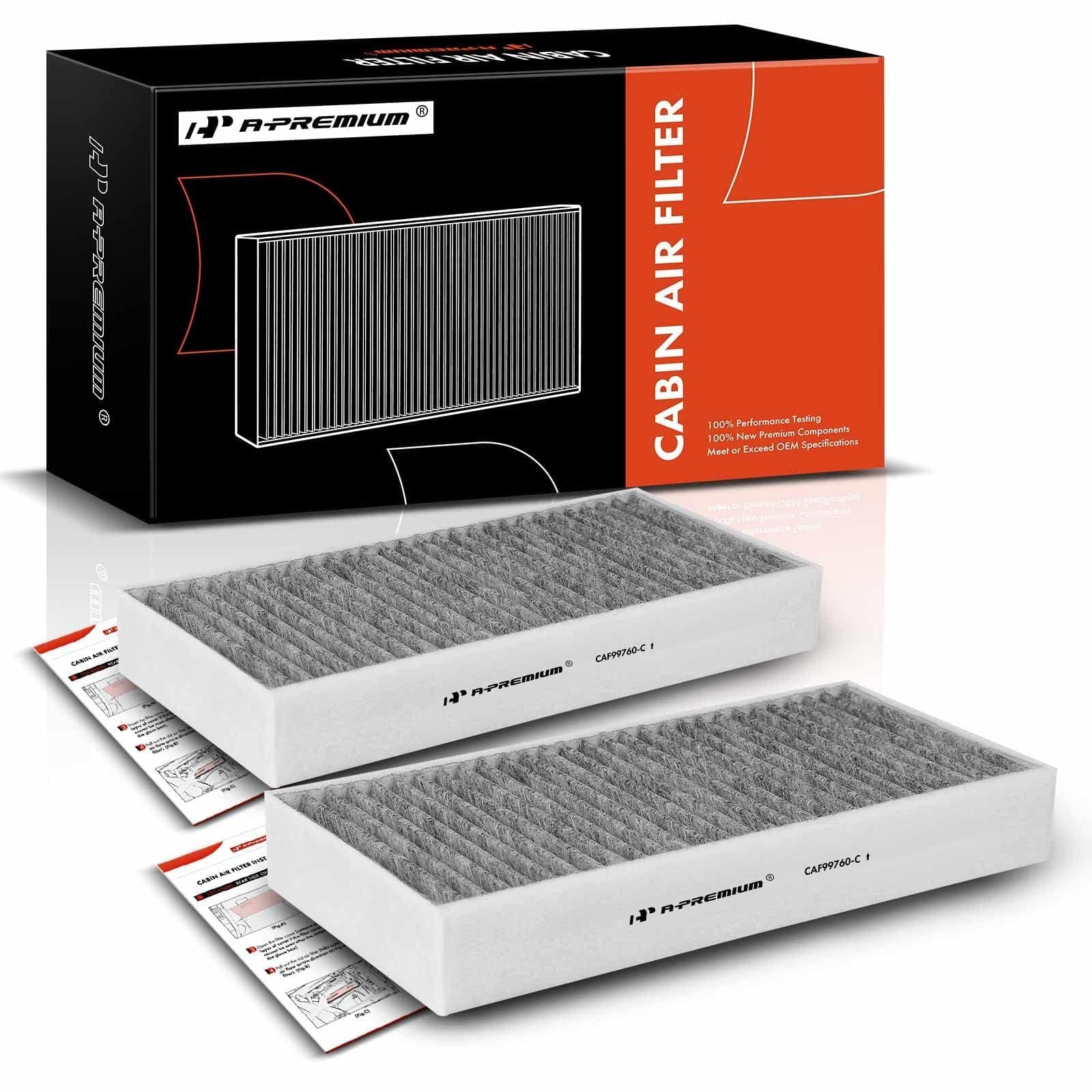 A-Premium 2-PC Cabin Air Filter with Activated Carbon Compatible with BMW X1 2016-2022, X2 2018-2022, i3 2014-2021, i3s 2018-2021 & Mini Cooper/Cooper Clubman 2016-2022, Cooper Countryman 2017-2022