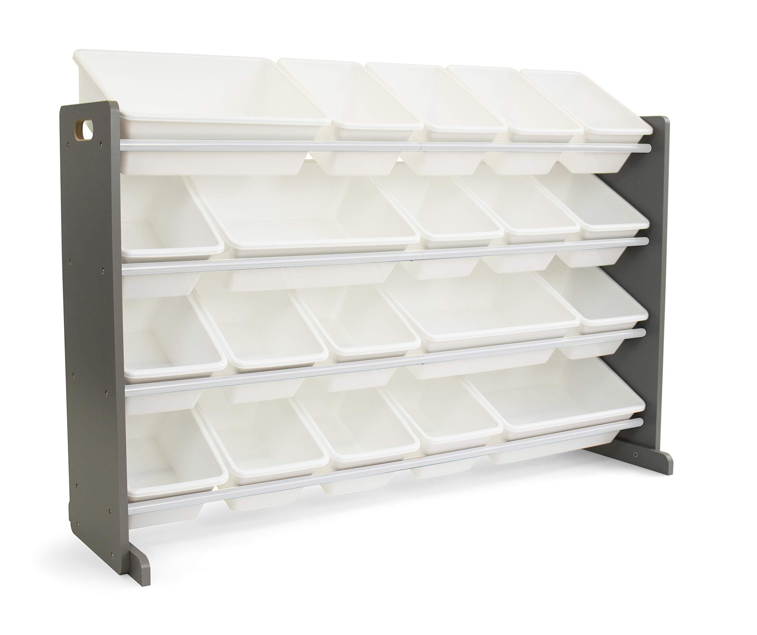 Toy Storage Organizer with 20 Removable Storage Bins for Kids Playroom, 4-Tier Toddler Toy Organization and Storage, Grey/White