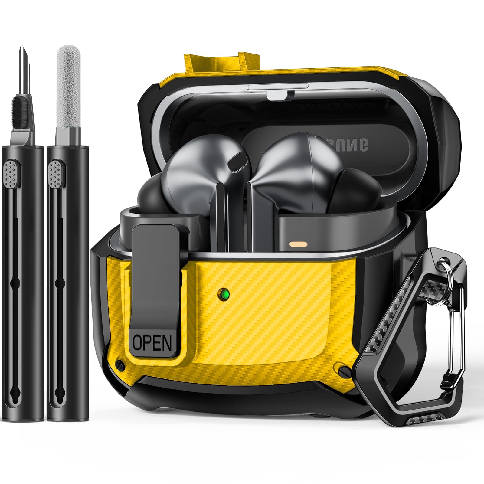 Polislime Compatible with Samsung Galaxy Buds3 FE (2025) / Buds3 Pro (2024) / Buds 3 Case (2024) with Phone Stand, Compatible with MagSafe, with Secure Lock Clip Design & Cleaning kit