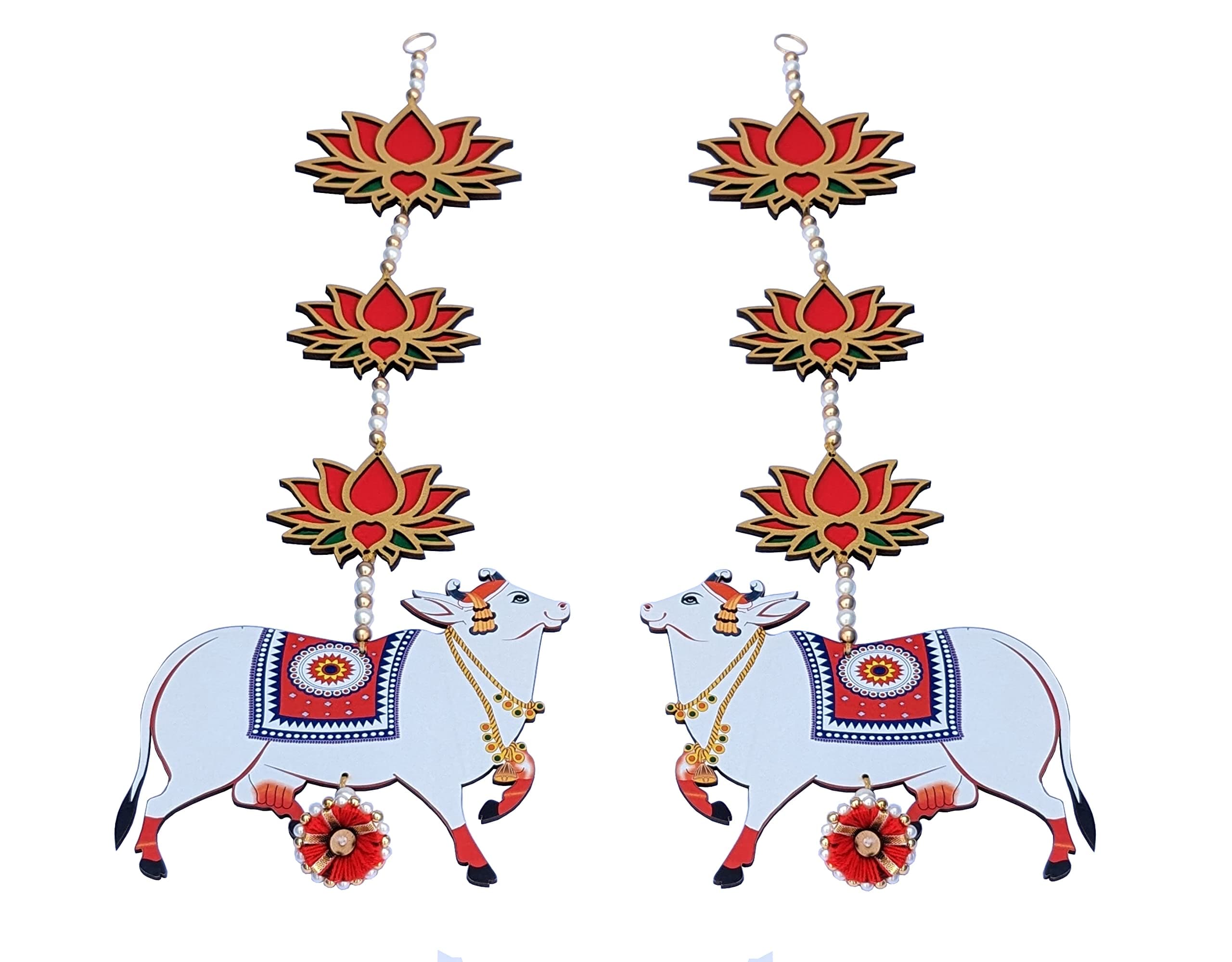 StepsToDoPitchwai Cow Decorative Hanging Ornaments Large White