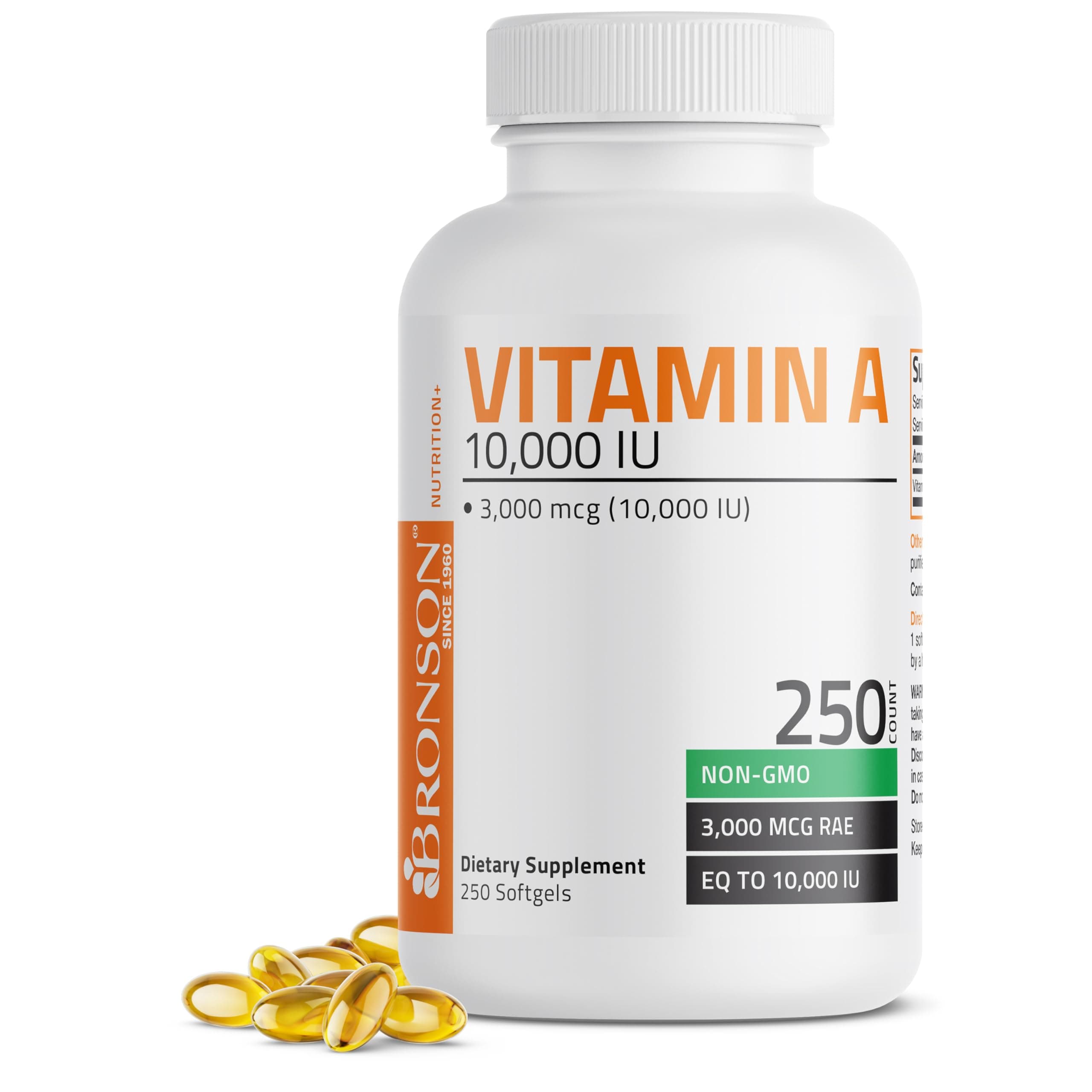 Vitamin A 10,000 IU Premium Non-GMO Formula, 250 Softgels