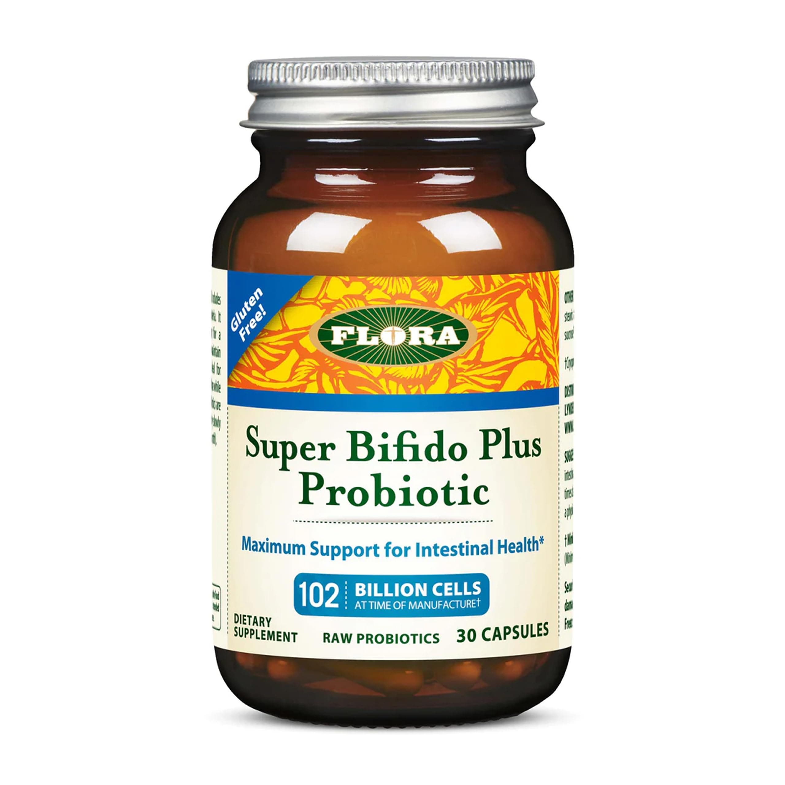 Flora Super Bifido Plus 102 Billion CFU, Raw Probiotics for Men & Women, Bifidobacterium, Lactobacillus, Digestion, IBS, Immune System, Gut Balance Supplements - 30 Vegetarian Capsules