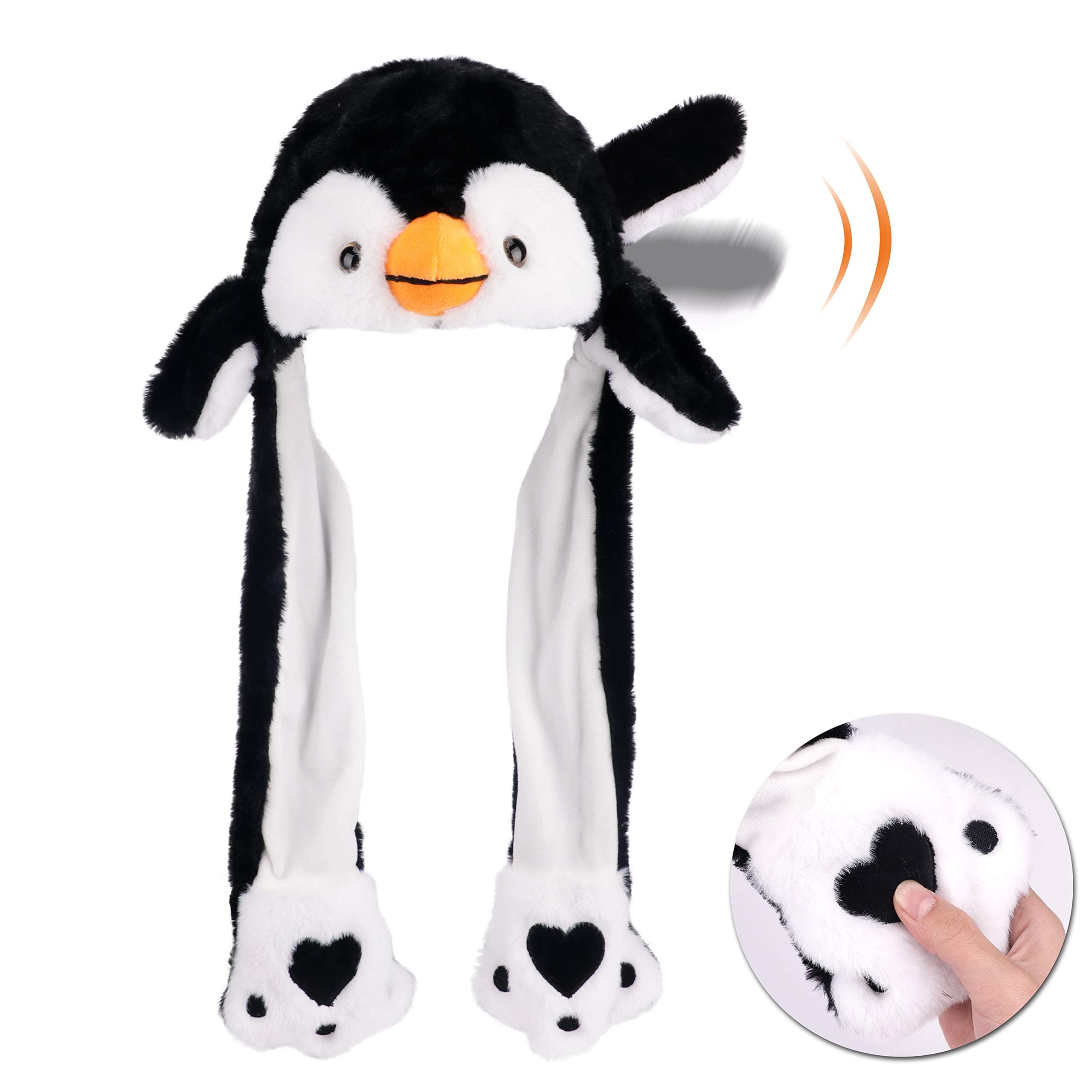 Animal Hat with Ears Moving Jumping Pop Up Beating Hat Plush Holiday Cosplay Dress Up Funny Gift for Kids