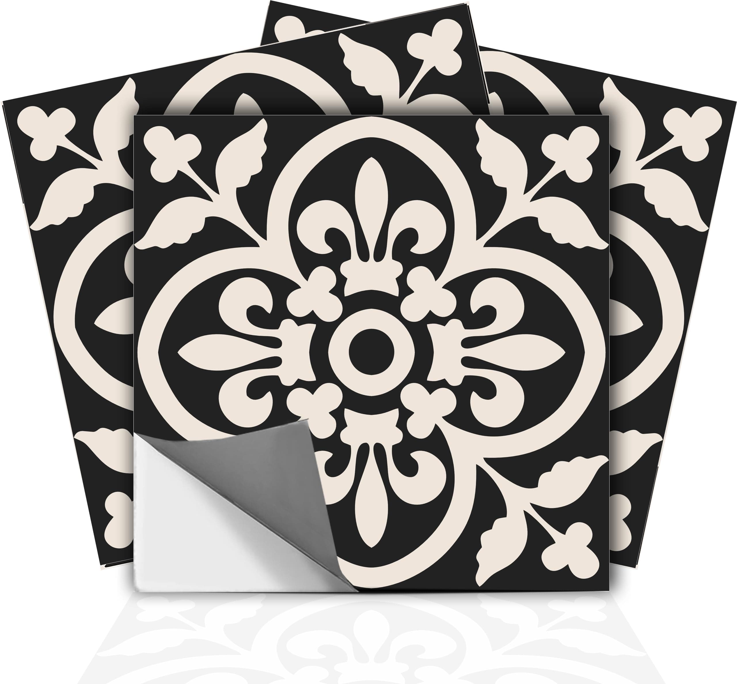 Bleucoin Encaustic Peel and Stick Tile Stickers for Kitchen Backsplash Bathroom- Waterproof Removable Eco Friendly Decals, DIY Vinyl Murals Pack of 24 pcs (4"x4" Inch)