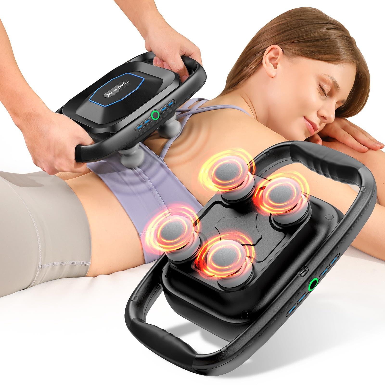BOB AND BRAD A1 4-Head Massage Gun Deep Tissue, FSA Eligible/HSA Eligible, 4X Pain Relief Efficiency, Replaceable Massager Heads & Plate, Electric Percussion Massage Gun Tool for Back, Leg, Muscle