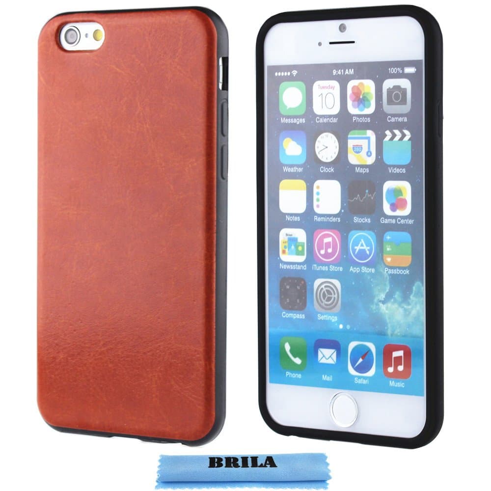 Brila Iphone 6 4.7 Inch Bumper Case, Tpu and Pu Leather Hybrid Case for Apple Iphone 6 4.7 (brown)