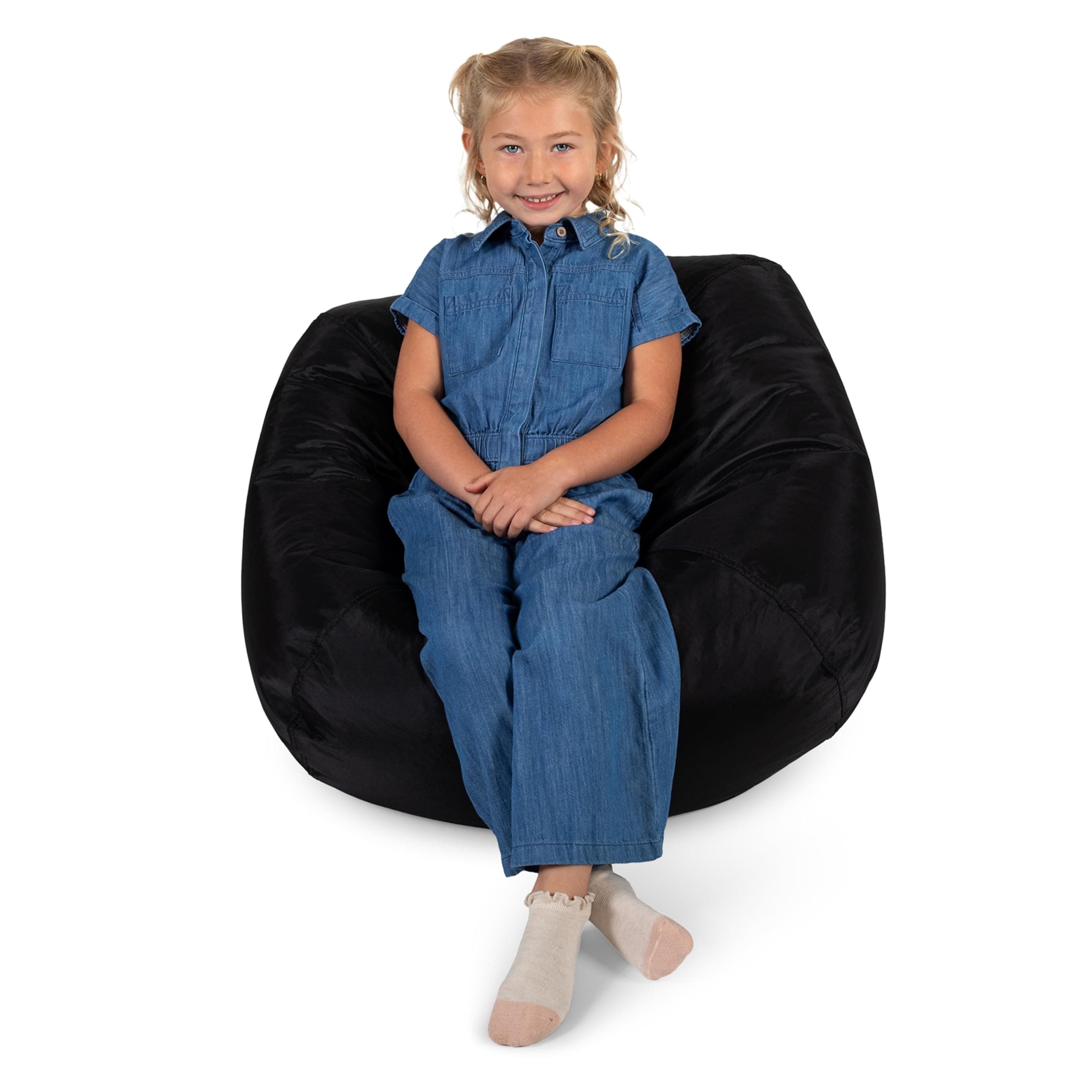 Big Joe Classic Bean Bag Chair, Stretch Black Smartmax, 2ft Round