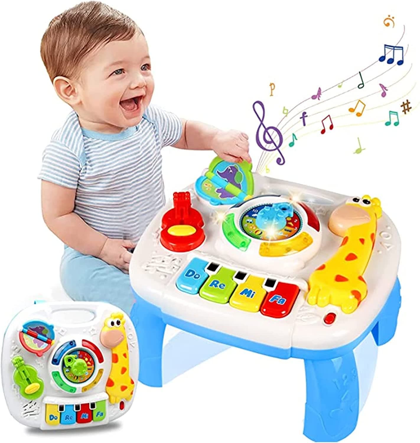 Baby Activity Table for Toddlers, PRITZKER Giraffe Musical Learning Table 2 in 1 Multifunctional Early Learning Table