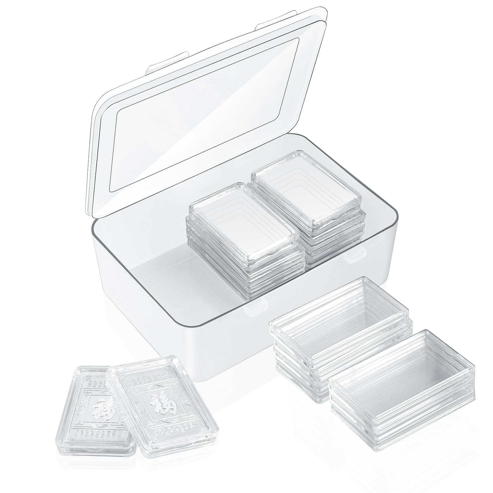 24 Pieces 1oz Silver bar Holder Clear Silver Bar Case Acrylic Silver Bar Capsule 1oz Silver Bar Storage with Storage Organizer Box for 1 oz Silver Bar