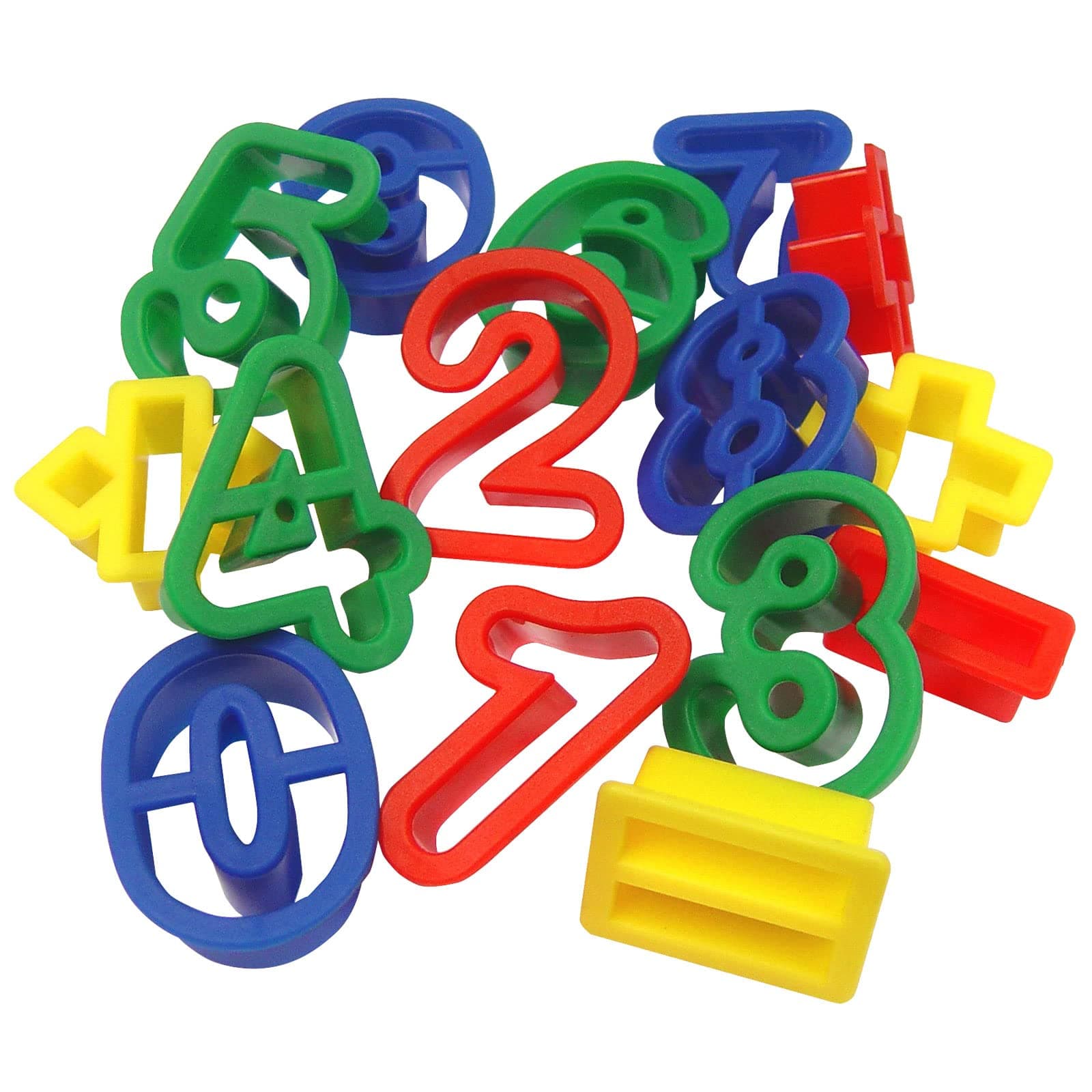 15 Plastic Numbers and Math Symbols Play Dough & Cookie Cutter Shapes
