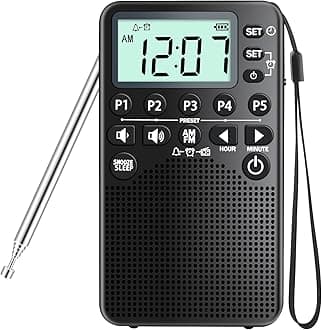 Pocket AM/FM Radio | Digital Tuning, Loud Speaker, Excellent Reception | Portable Emergency & Outdoor Radio with LCD Screen, Alarm Clock, Sleep Timer, Snooze | Battery Operated