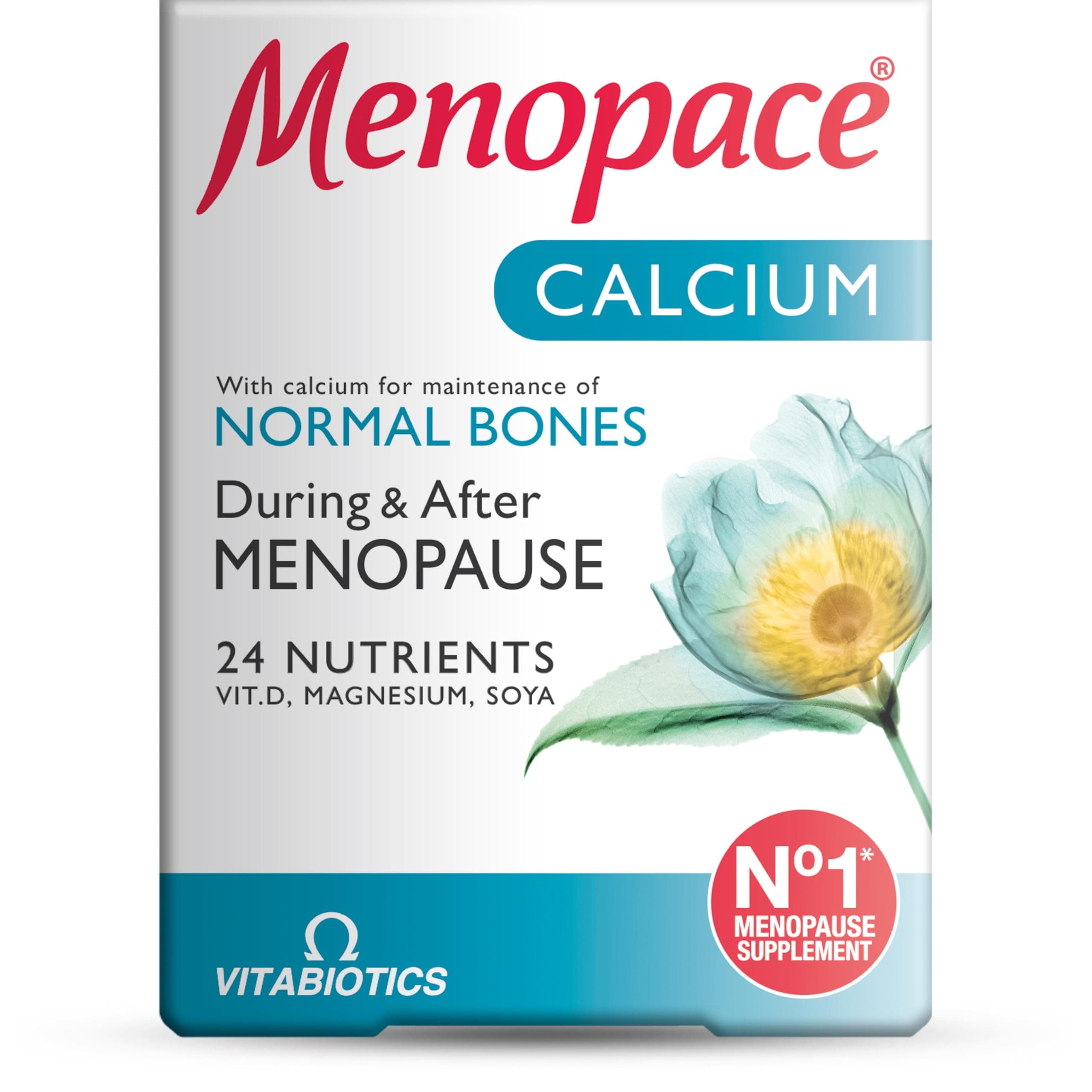 Menopace Calcium by Vitabiotics Menopause & Perimenopause Support with Calcium to Support Bone Health - UK's No.1 Menopause Supplement Brand