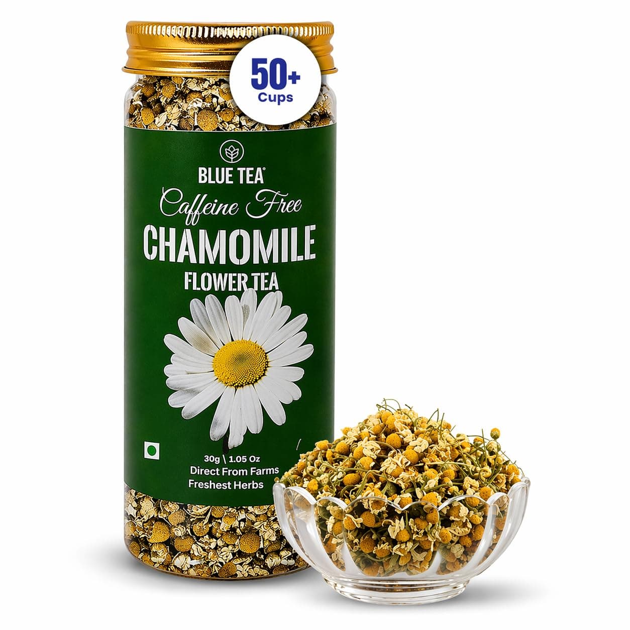 Chamomile Tea - 30 g - 50+ Cups | SLEEP & RELAXATION | Herbal Tea - Caffeine Free - Flower Based - Non-Bitter | Reusable Pet Jar
