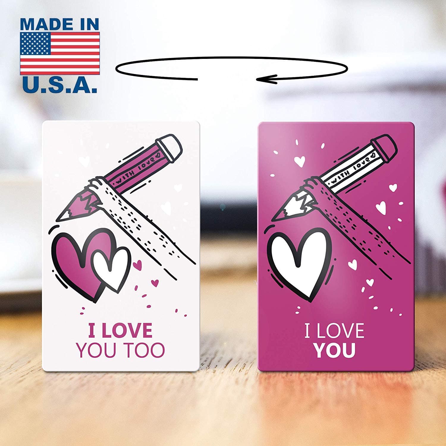 Reversible magnet reminder for fridge, double sided - I love you - I love you too