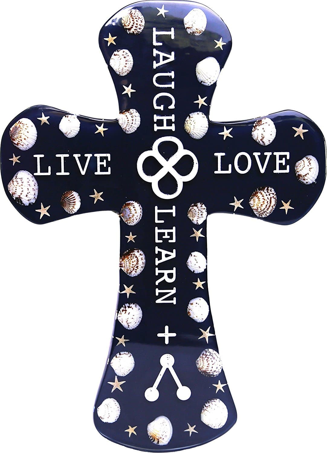 11" x 15.75" Live Laugh Love Learn & Share - Navy Blue Inspirational Decorative Wall Decor Cross