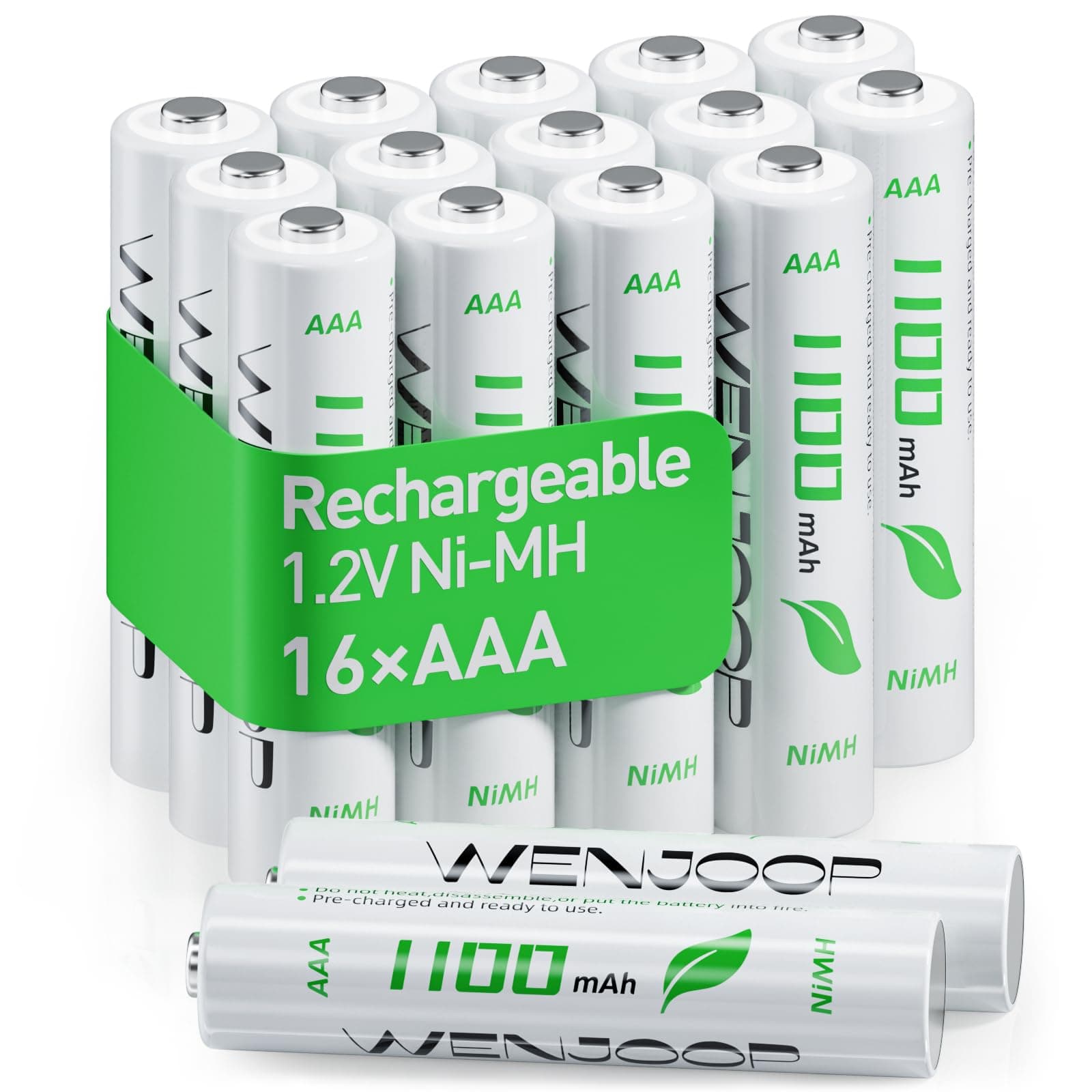 Rechargeable AAA Batteries 16 Pack, 1100 mAh High Capacity NiMH AAA Rechargeable Batteries, Pre-Charged and Long-Lasting 1.2V Low Self Discharge High-Performance Triple AAA Batteries