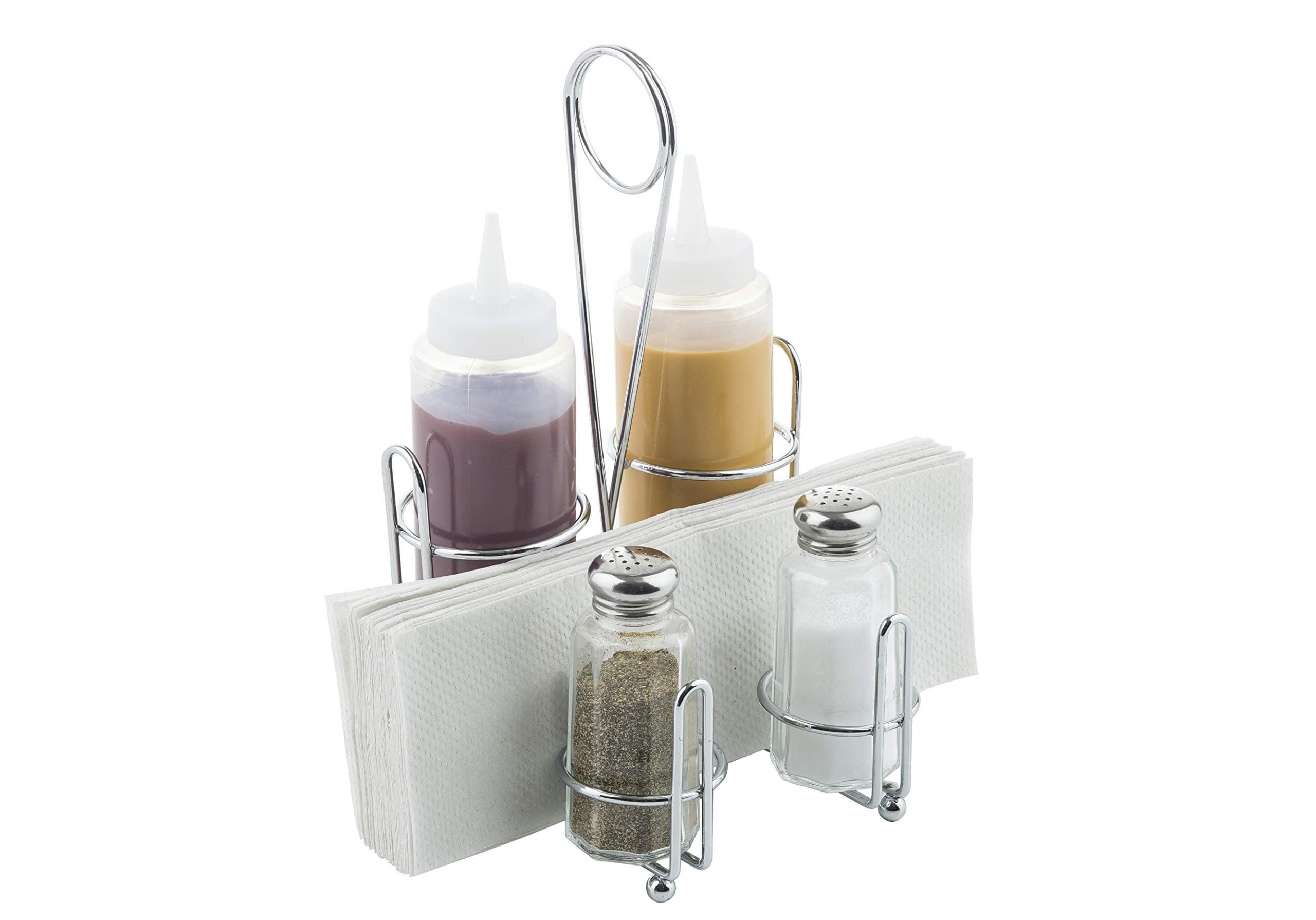 Tablecraft Products Retro Condiment Caddy Set, 1 Pack, Stainless Steel