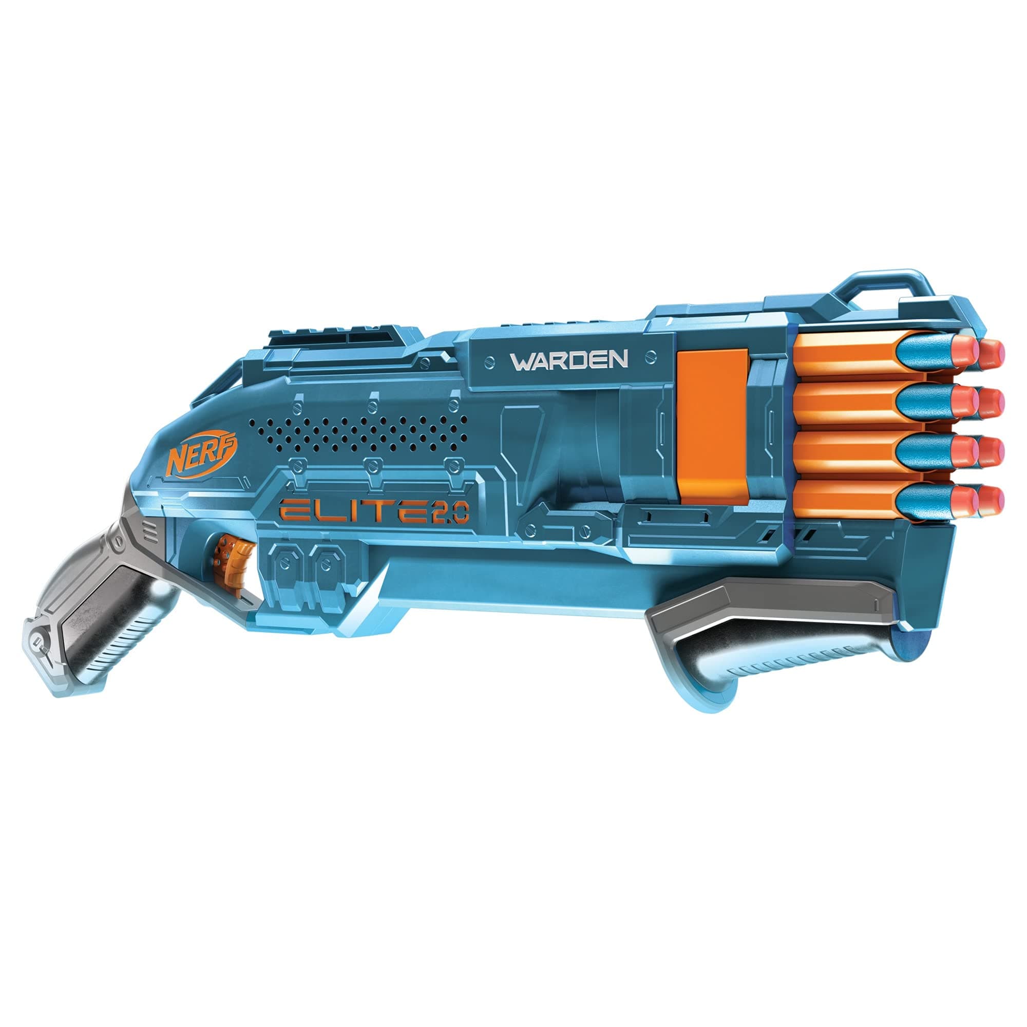 Elite 2.0 Warden DB-8 Blaster, 16 Official Nerf Darts, Blast 2 Darts At Once, Tactical Rail, Slam Fire