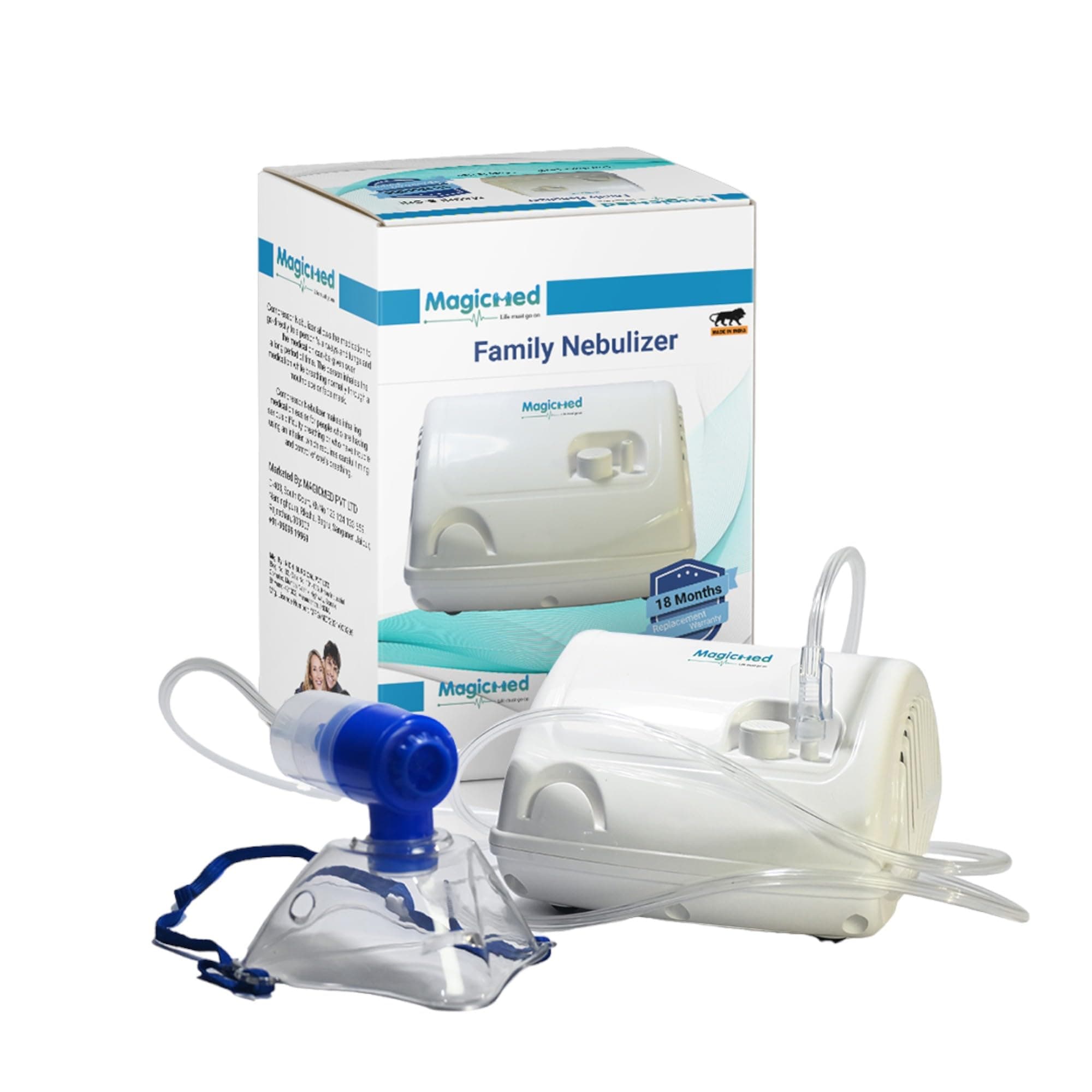 MAGICMED Nebulizer Machine - Nebulizer Machine for Adults and Kids, at Home Nebulizer Machine for Breathing Problems with Tubing and Masks Kits (3 Year Warranty)