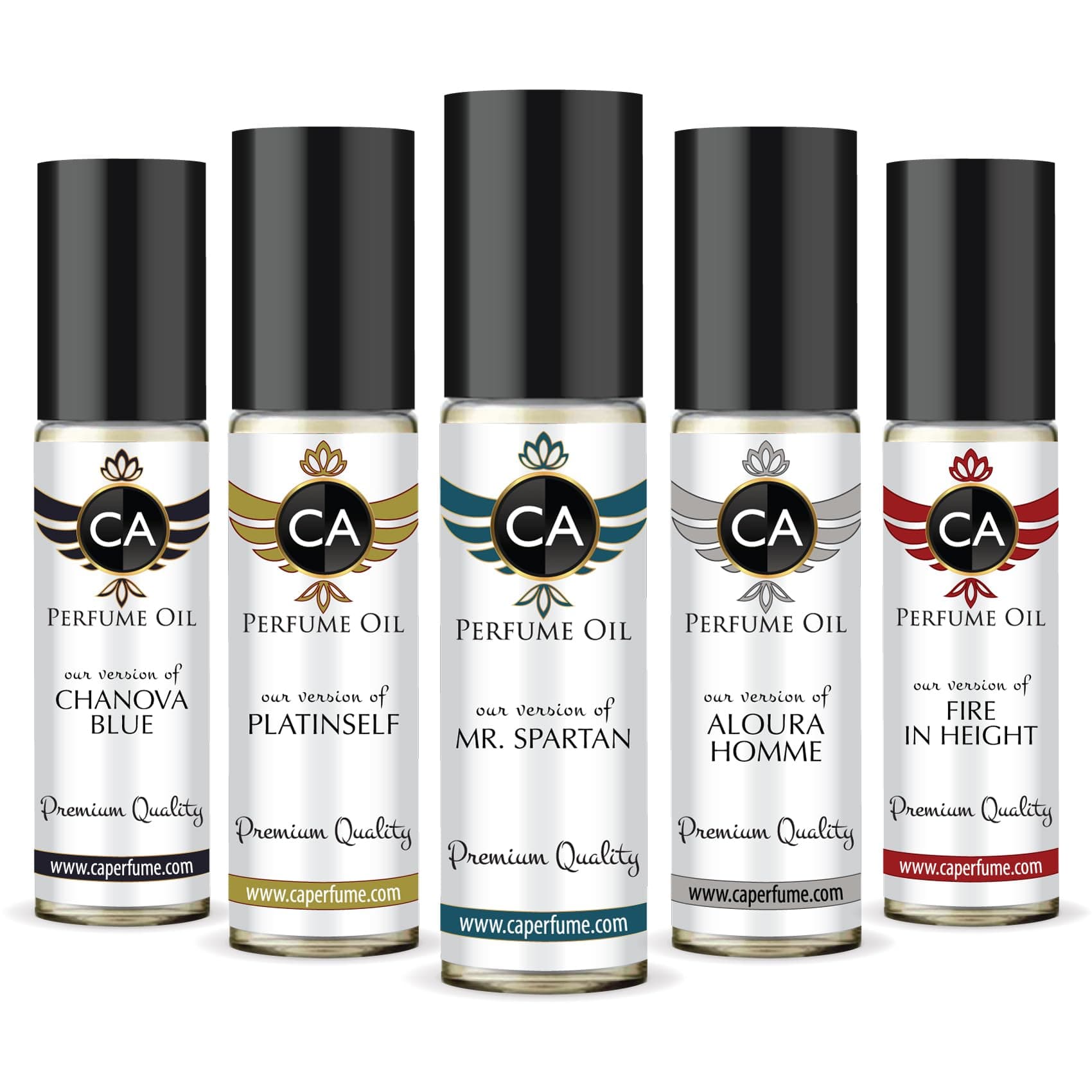 All Time Classic Men Set Impression of (Chanova Blue, Platinself, Mr. Spartan, Aloura Homme, Fire in Height) Fragrance Body Oil 10ml x 5