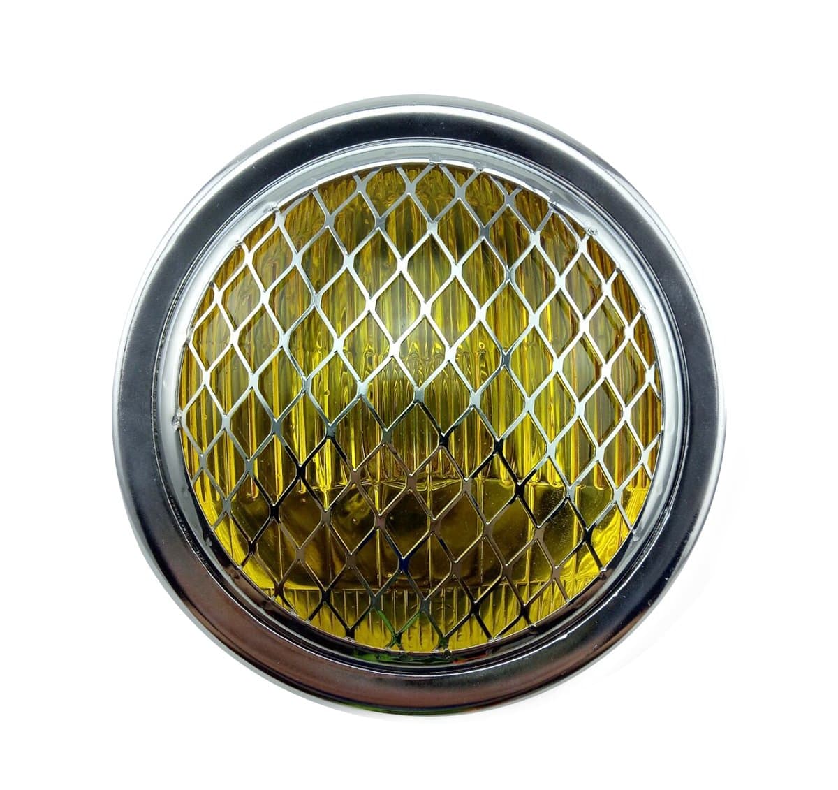 6.5" Motorcycle Headlight w/Grille for Bobber Cafe Racer Cruiser Vintage Style (Amber)