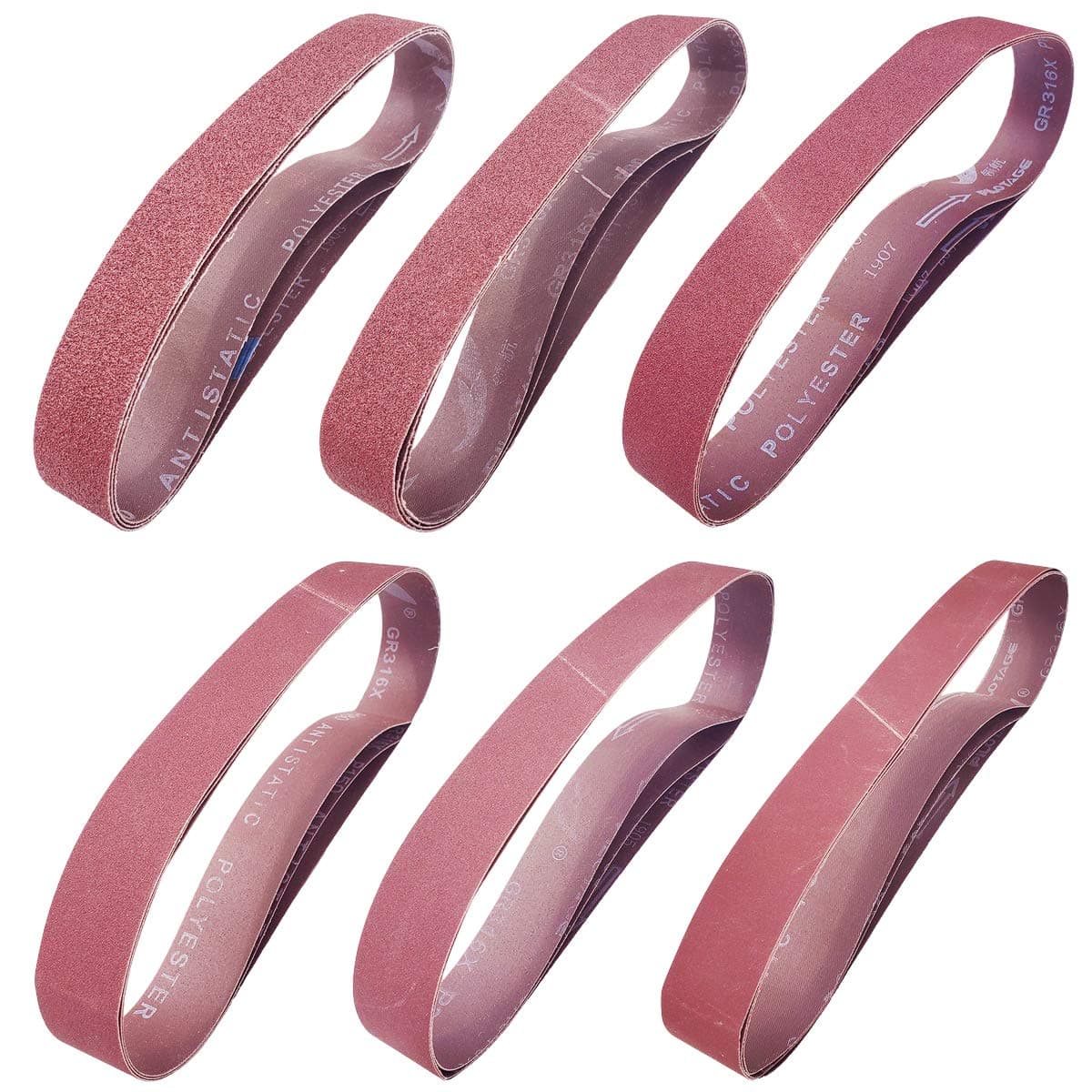 18 Pack 1-1/2 x 30 Inch Sanding Belts for Pipe Tube Polisher Sander- 3 Each of 60 80 120 150 240 400 Grit Aluminum Oxide Sander Belts (1-1/2" x 30")